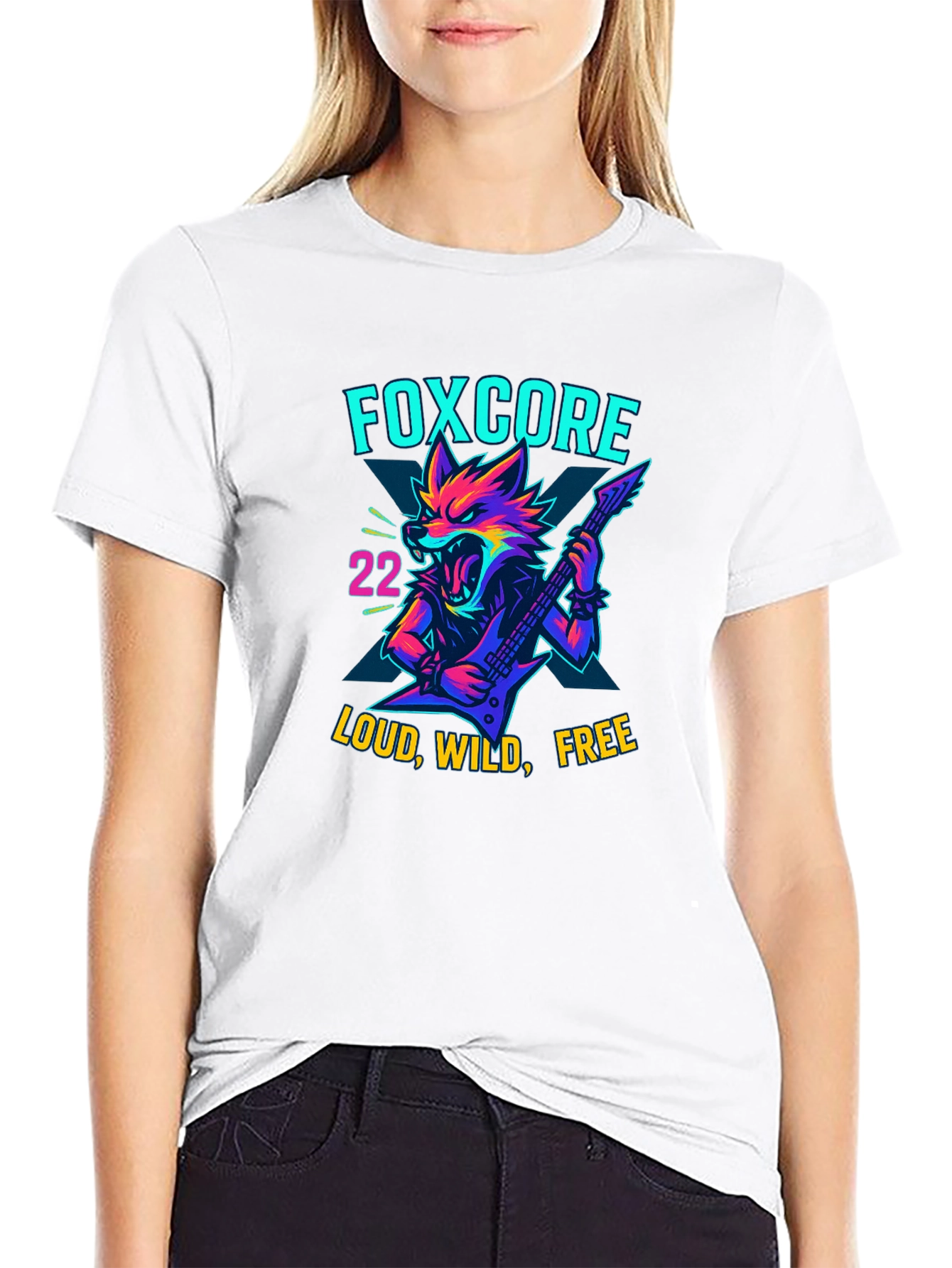 Black Foxcore Loud Wild Free Graphic Tee view 9