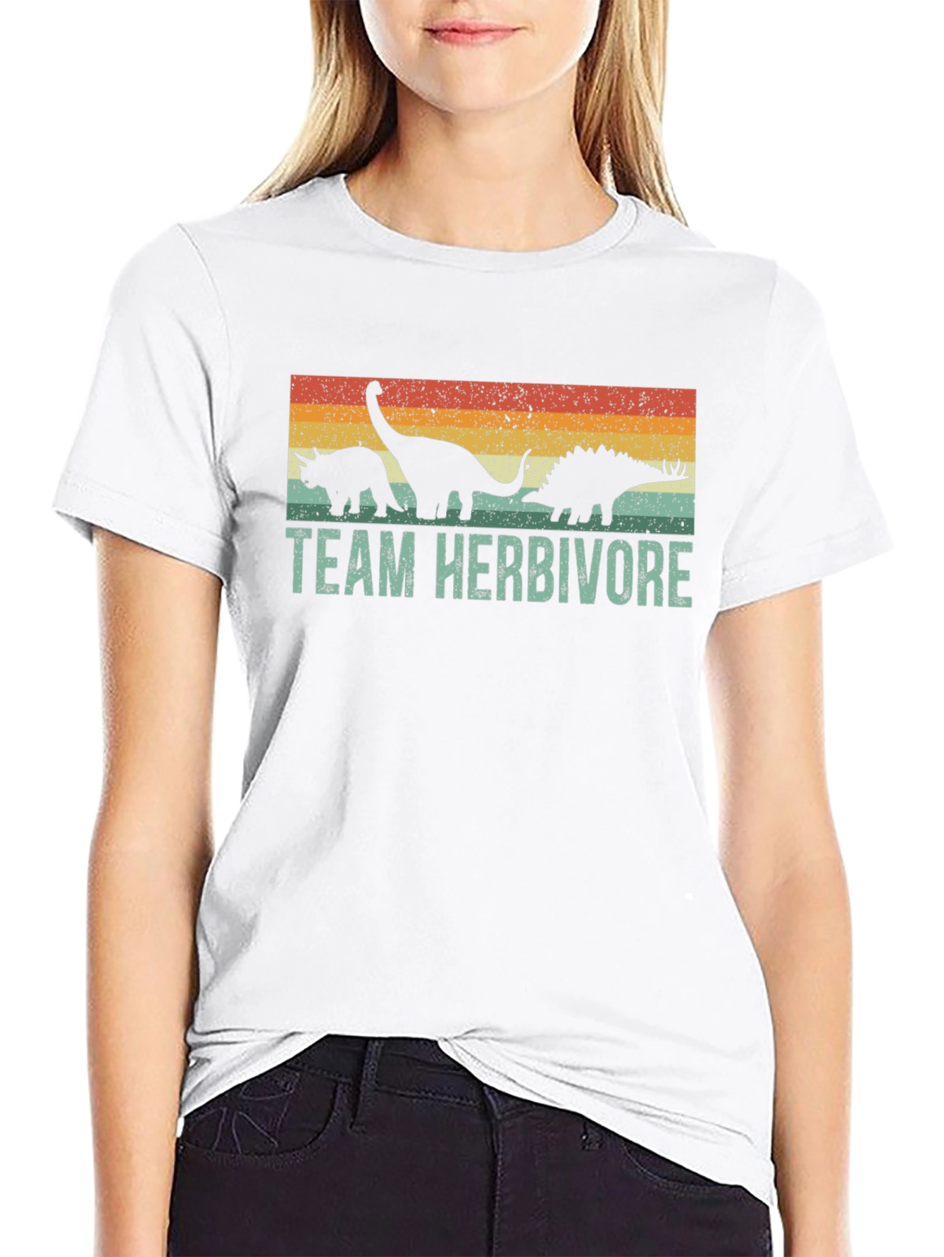 Black Team Herbivore Dinosaur Graphic T-Shirt view 9