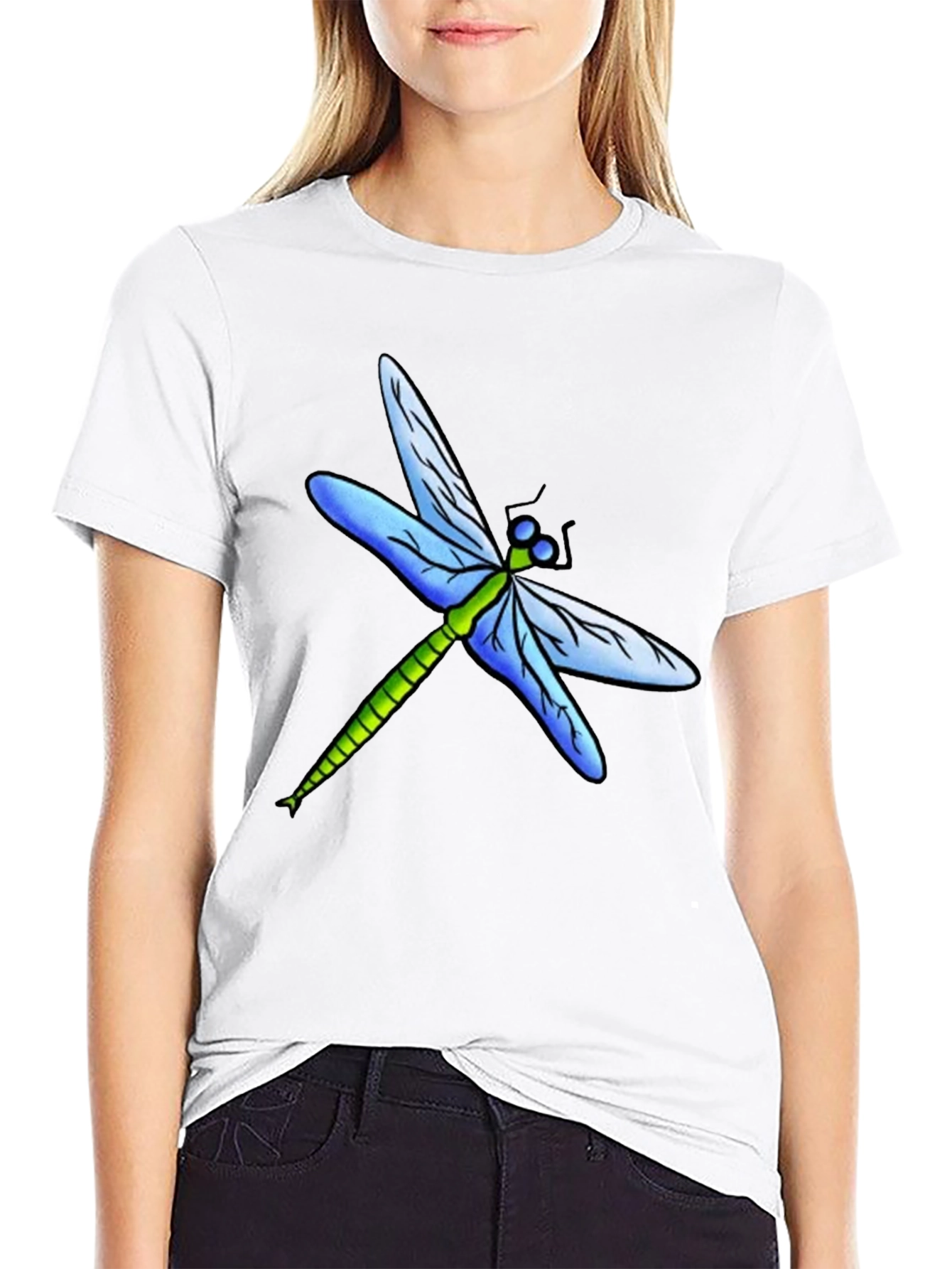 Black Dragonfly Graphic Tee - Black Cotton T-Shirt view 9