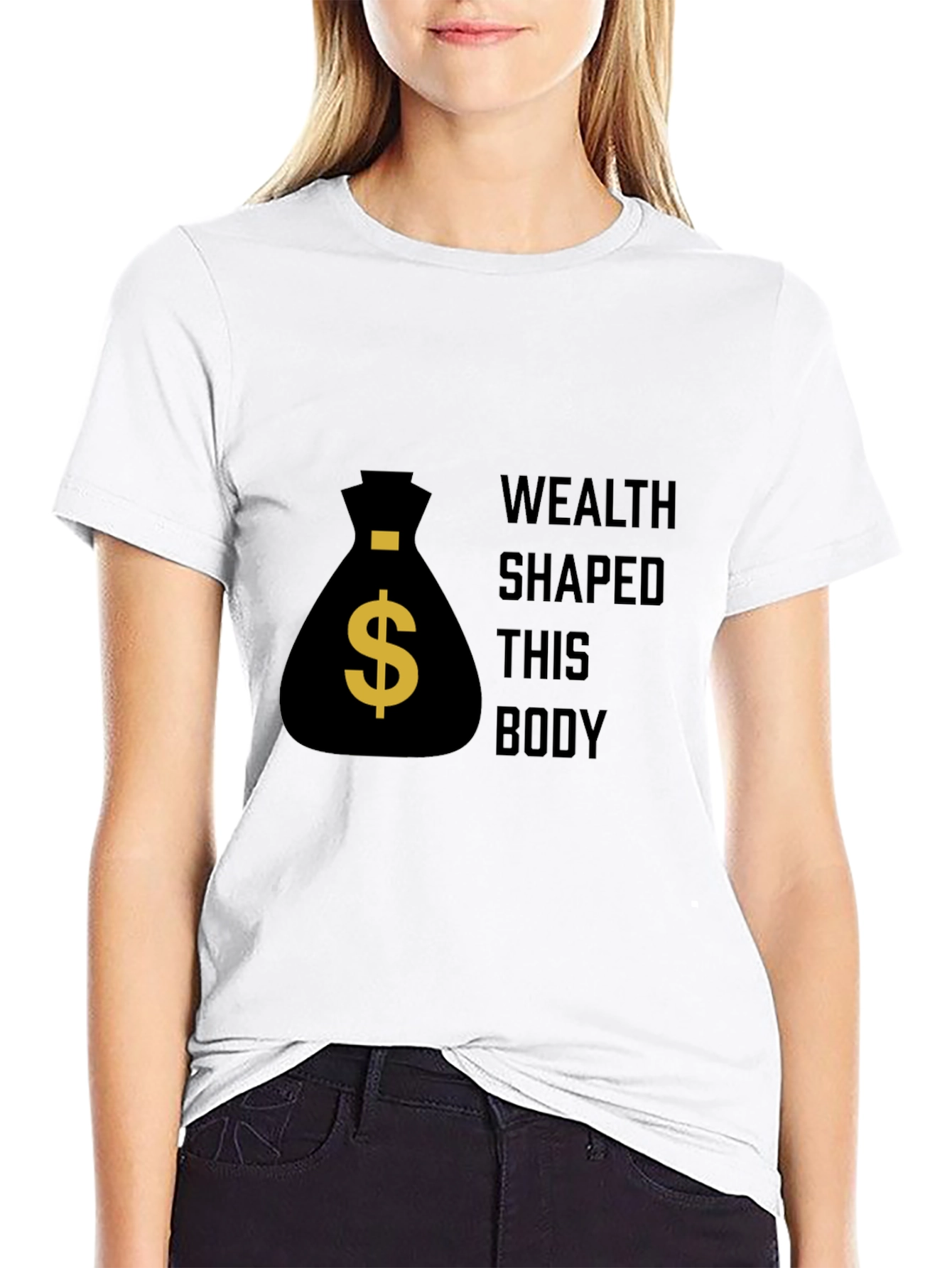 Black Wealth Shaped Body Graphic Tee - Black view 9