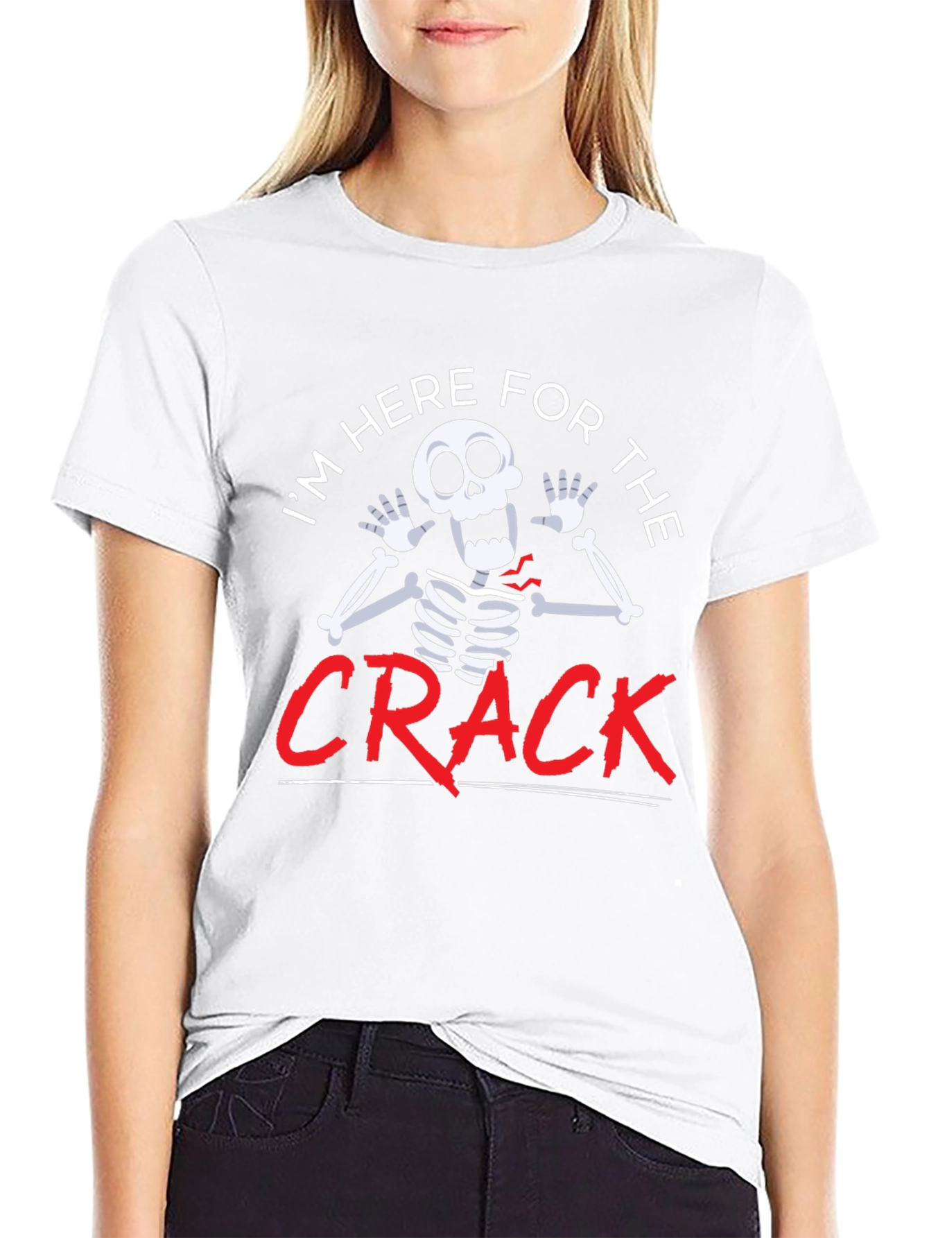Black Crack Skeleton Graphic Tee Funny Halloween T-Shirt view 9