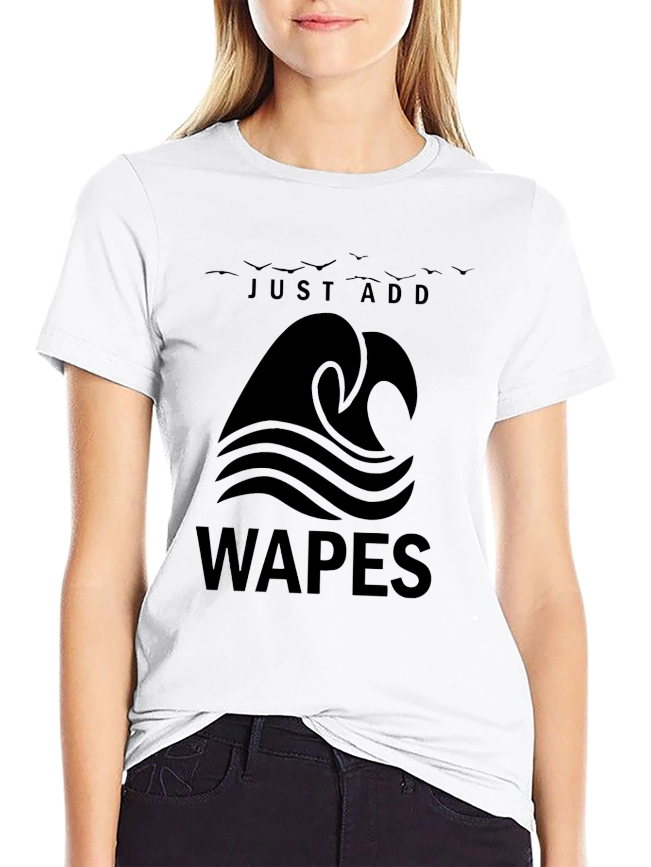 Black Just Add Waves - WAPES Graphic T-Shirt view 9