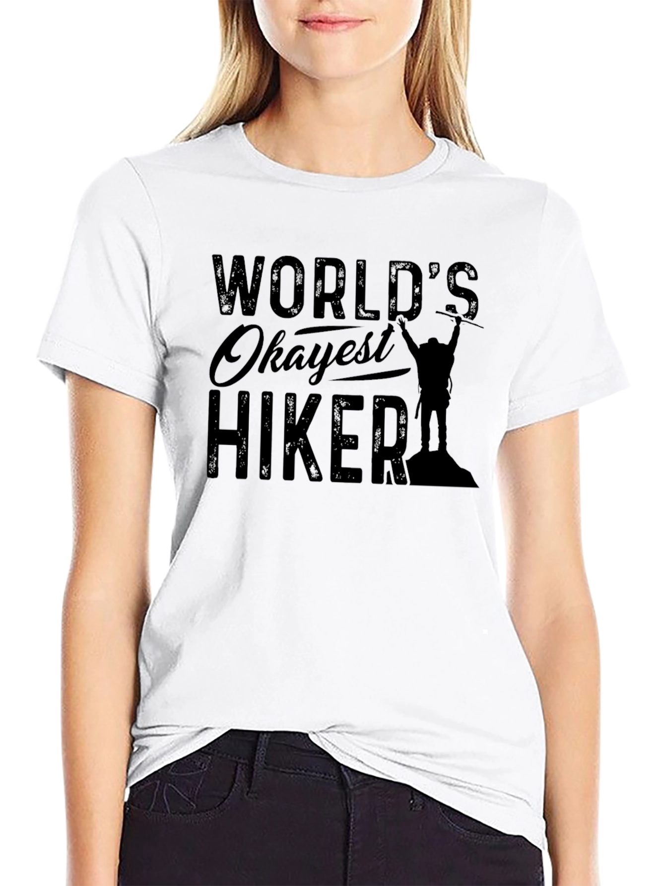 Black World's Okayest Hiker Black Graphic Tee view 9