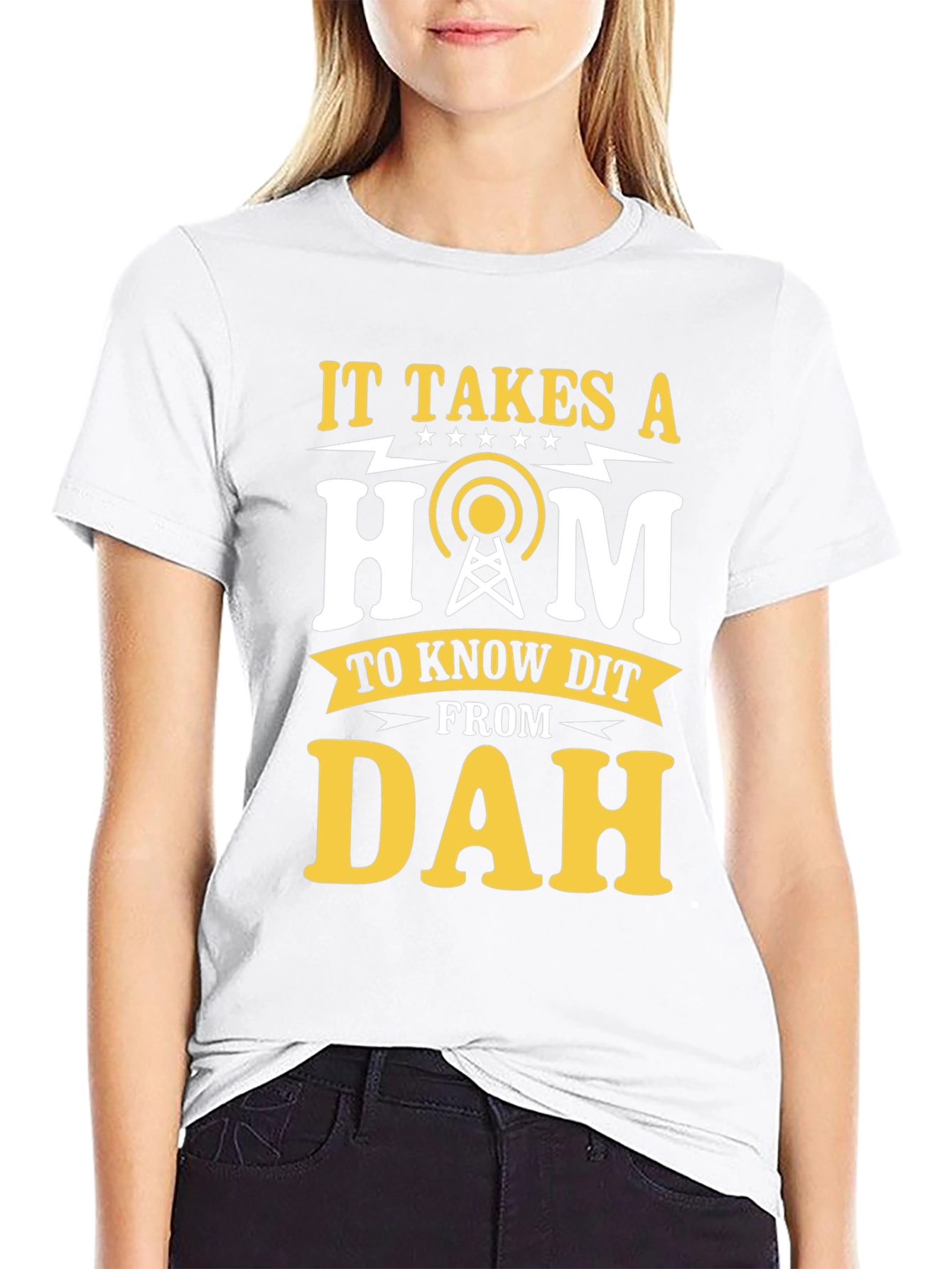Black Ham Radio Operator T-Shirt: It Takes a Ham to Know Dit From Dah view 9