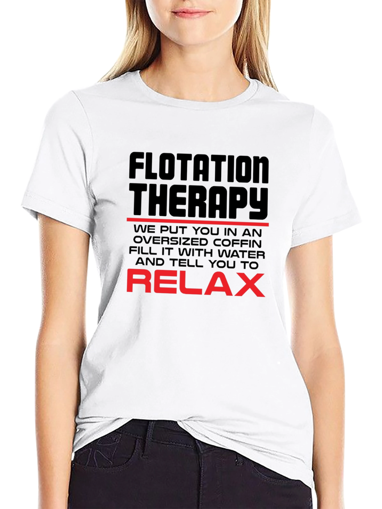 Black Flotation Therapy T-Shirt Funny Sarcastic Relax Tee view 9