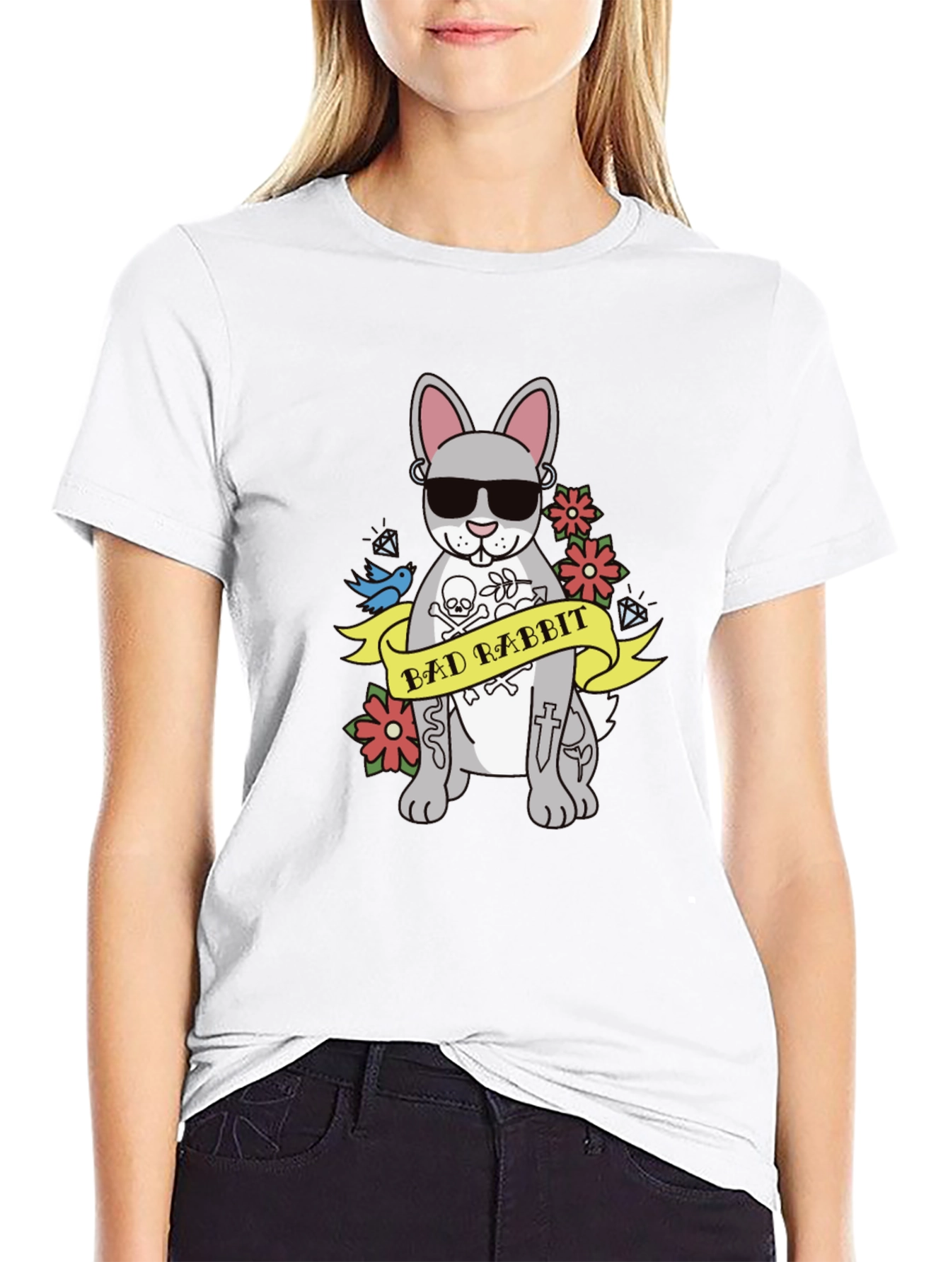 Black Bad Rabbit Graphic Tee - Men's Black T-Shirt view 9