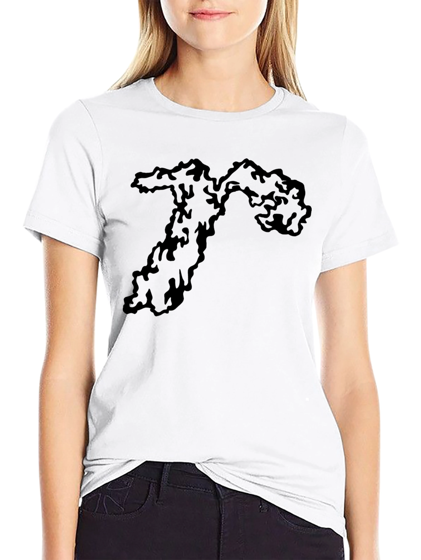 Black Men's Black Tee with Abstract Graphic Print view 9