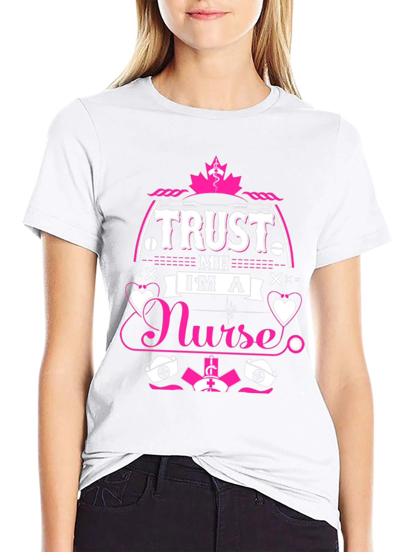 Black Trust Me I'm a Nurse T-Shirt, Funny Nurse Gift view 9