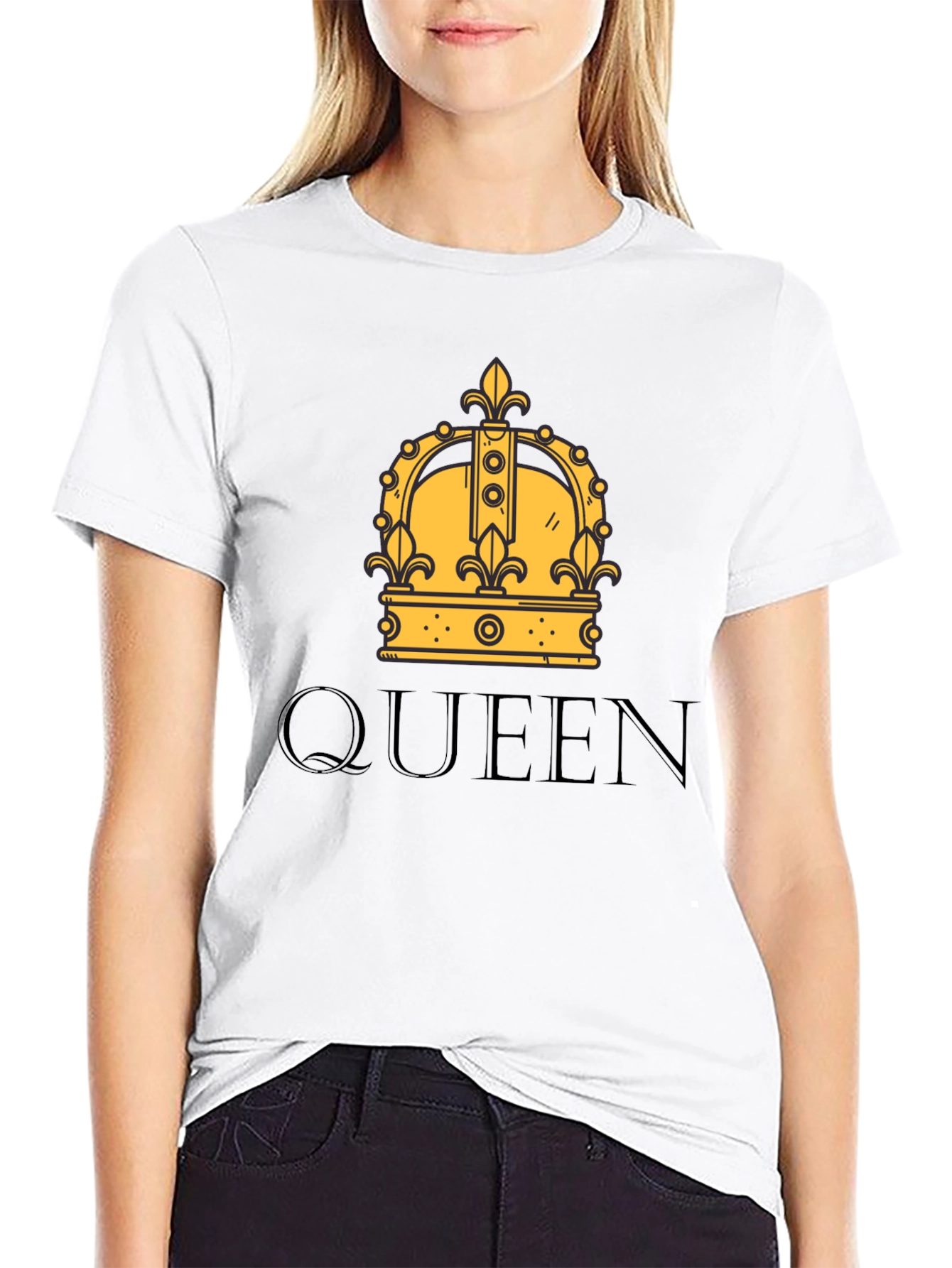 Black Queen Crown Graphic Print Black T-Shirt view 9