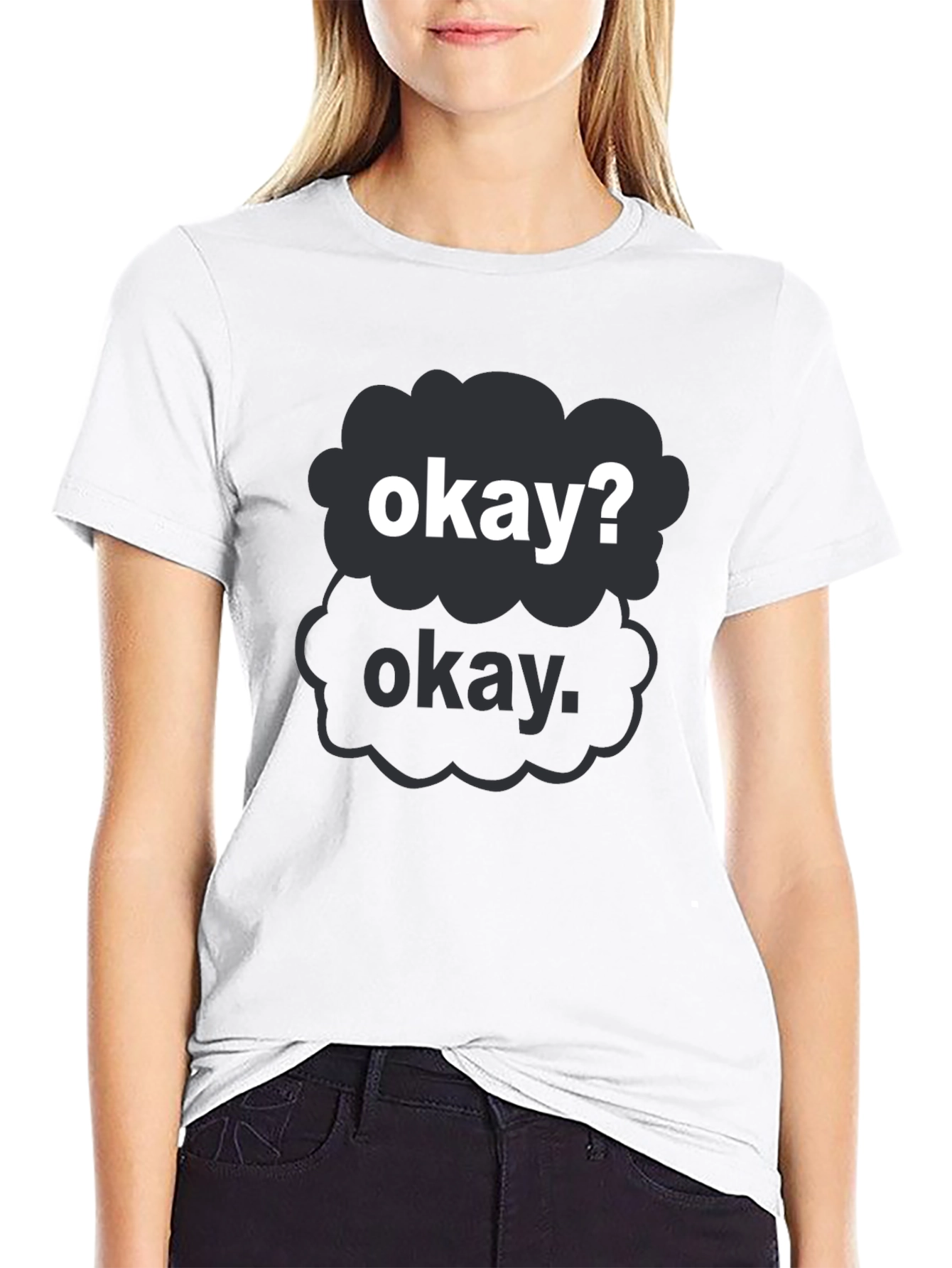 Black Okay Cloud Graphic Tee - Black Casual T-Shirt view 9