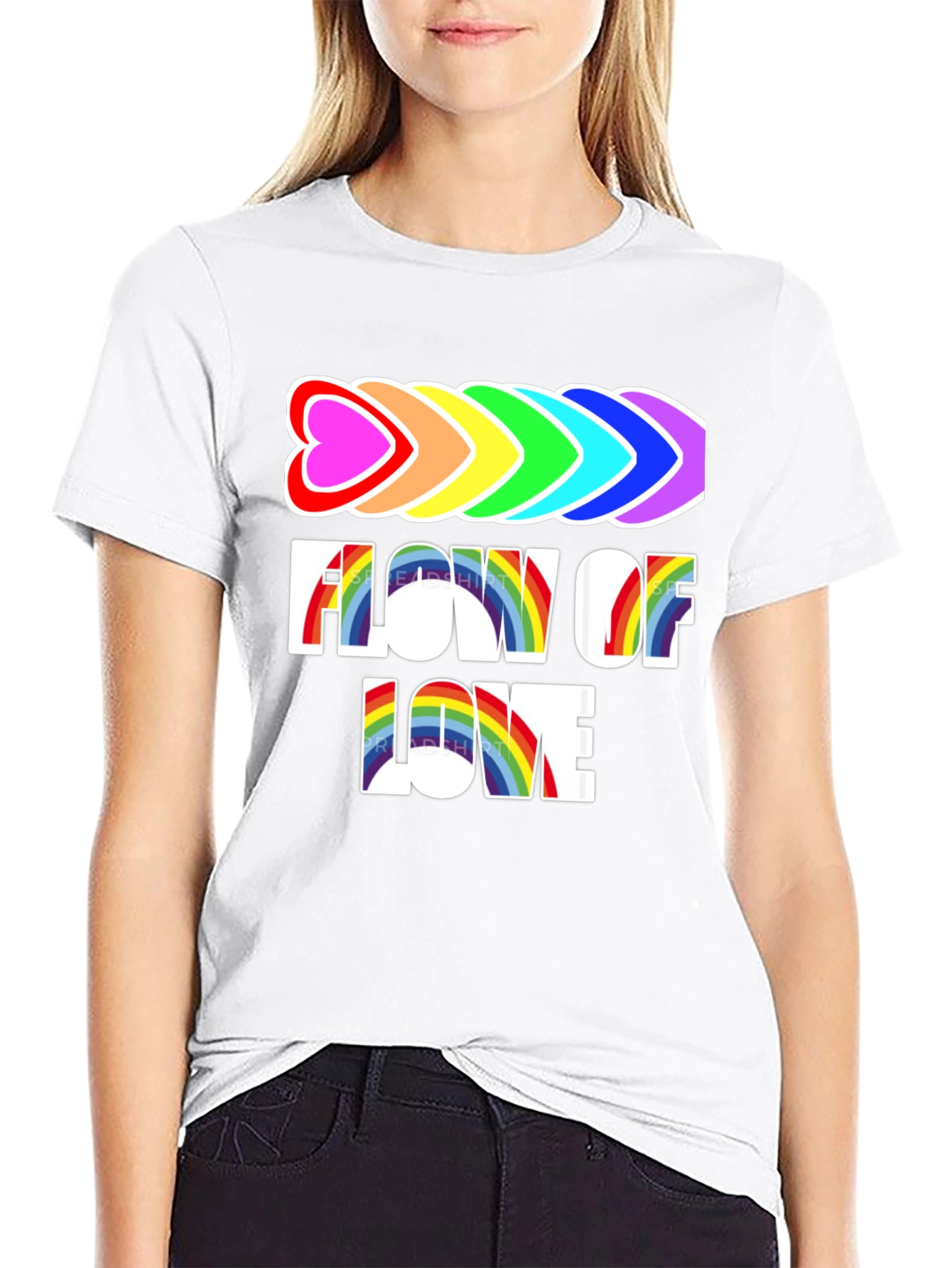 Black Flow of Love Rainbow Pride T-Shirt view 9