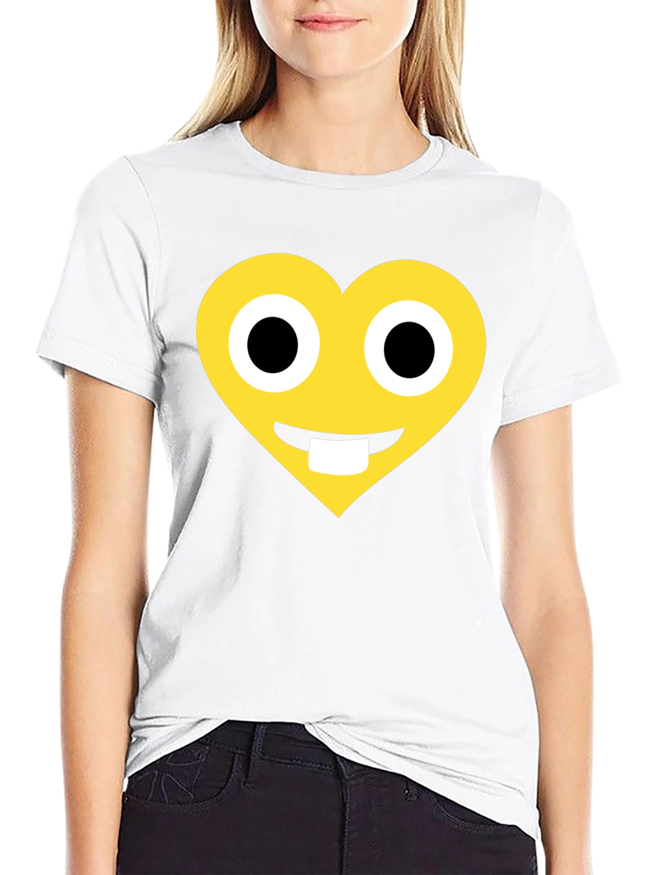 Black Heart Emoji Graphic T-Shirt - Black Cotton Blend view 9