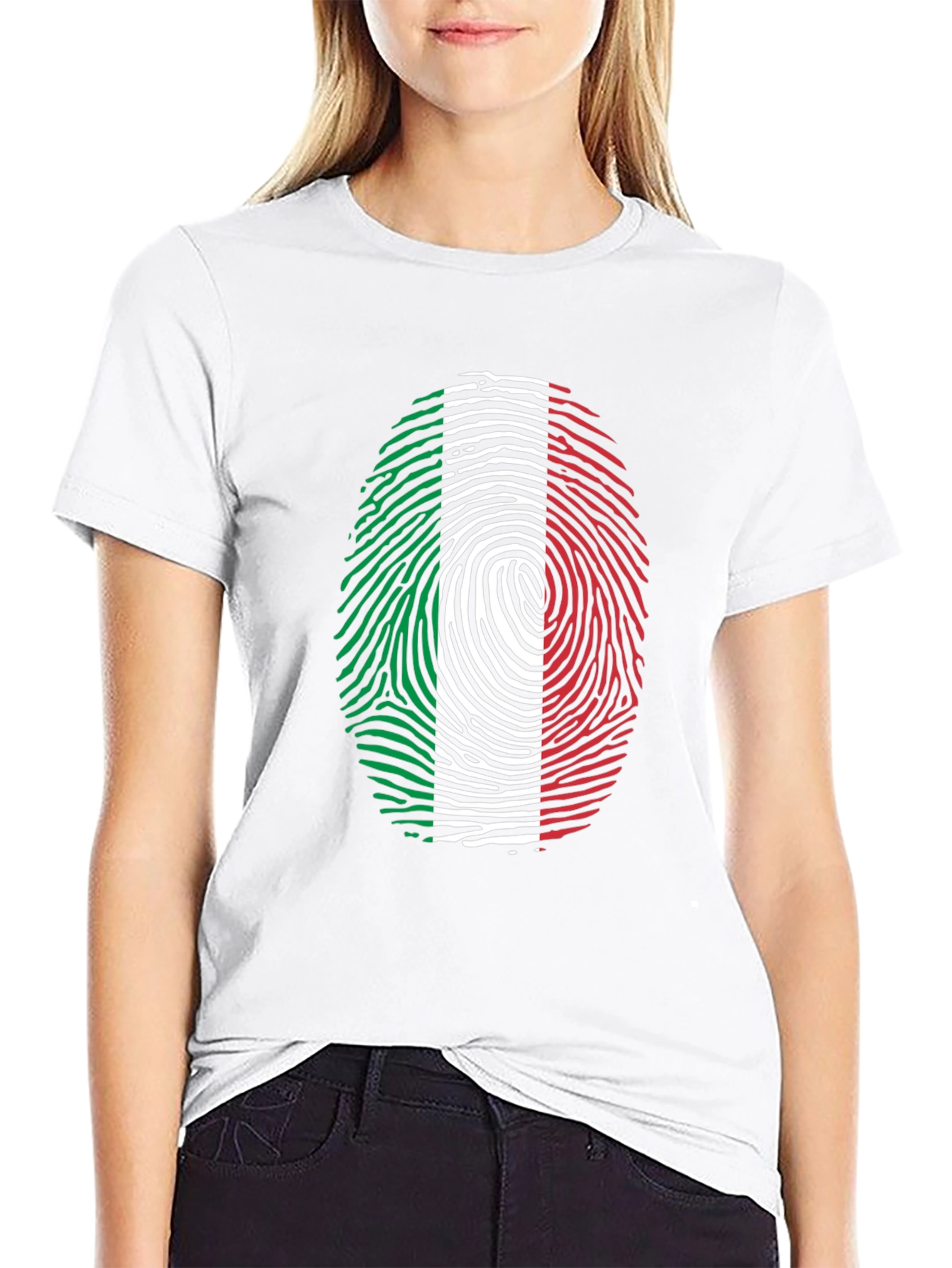 Black Italian Flag Fingerprint Graphic Tee - Black view 9