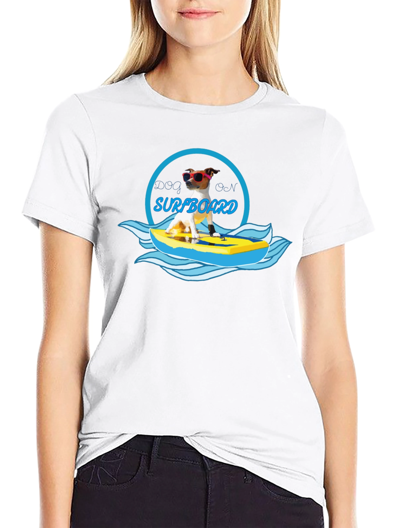 Black Dog on Surfboard Graphic T-Shirt - Black view 9