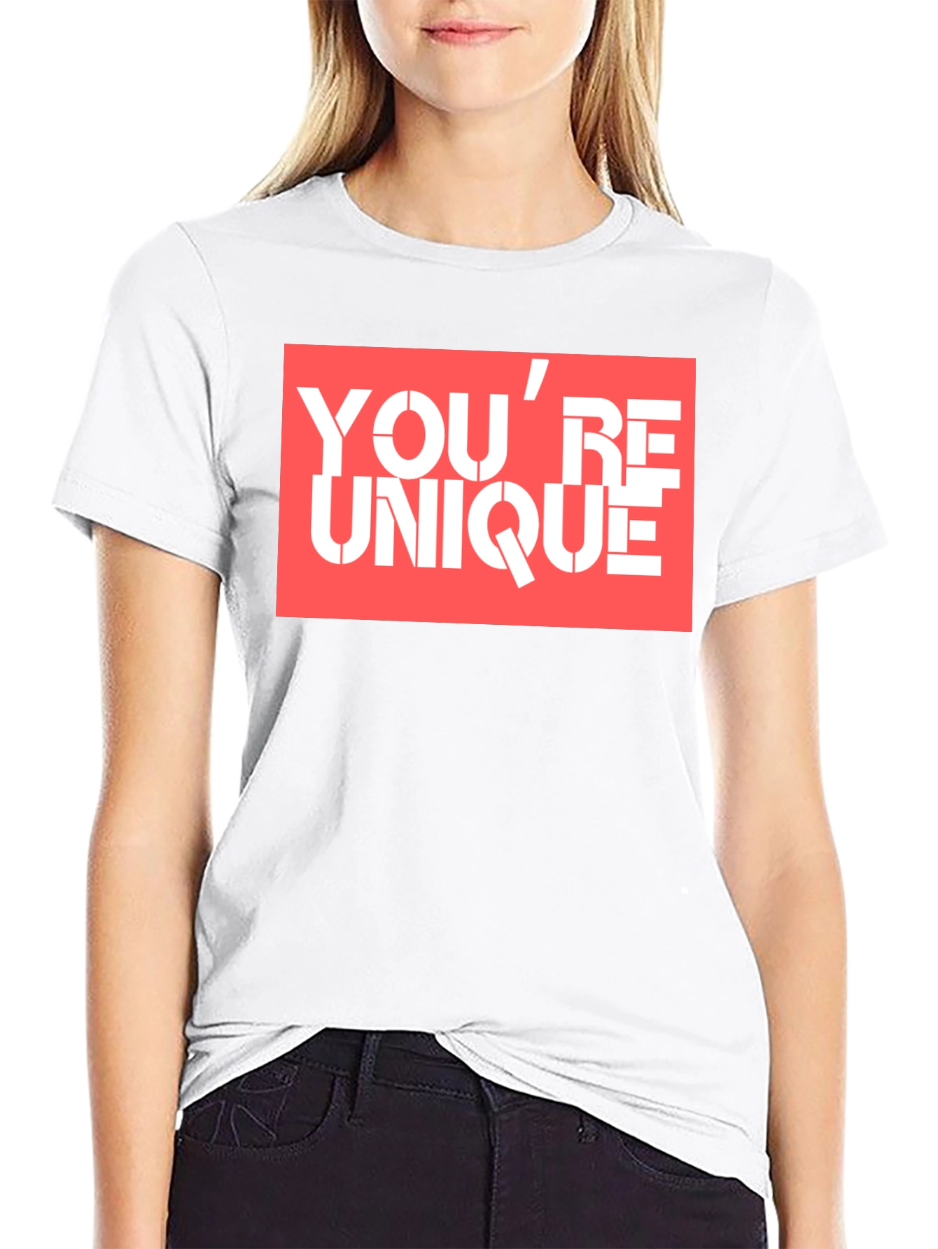 Black You're Unique Graphic Tee - Black Cotton T-Shirt view 9