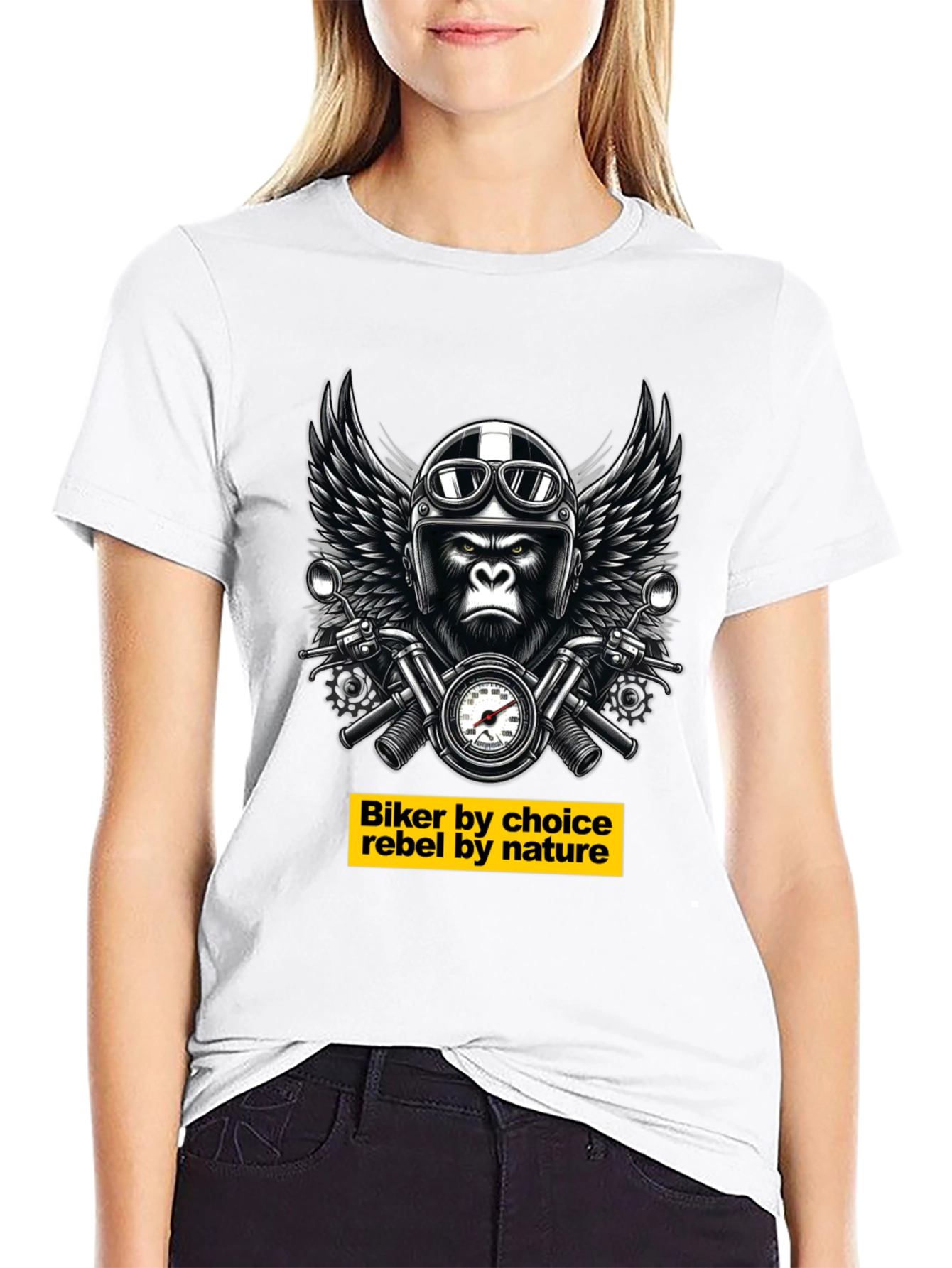 Black Biker Gorilla T-Shirt - Rebel Nature Tee view 9