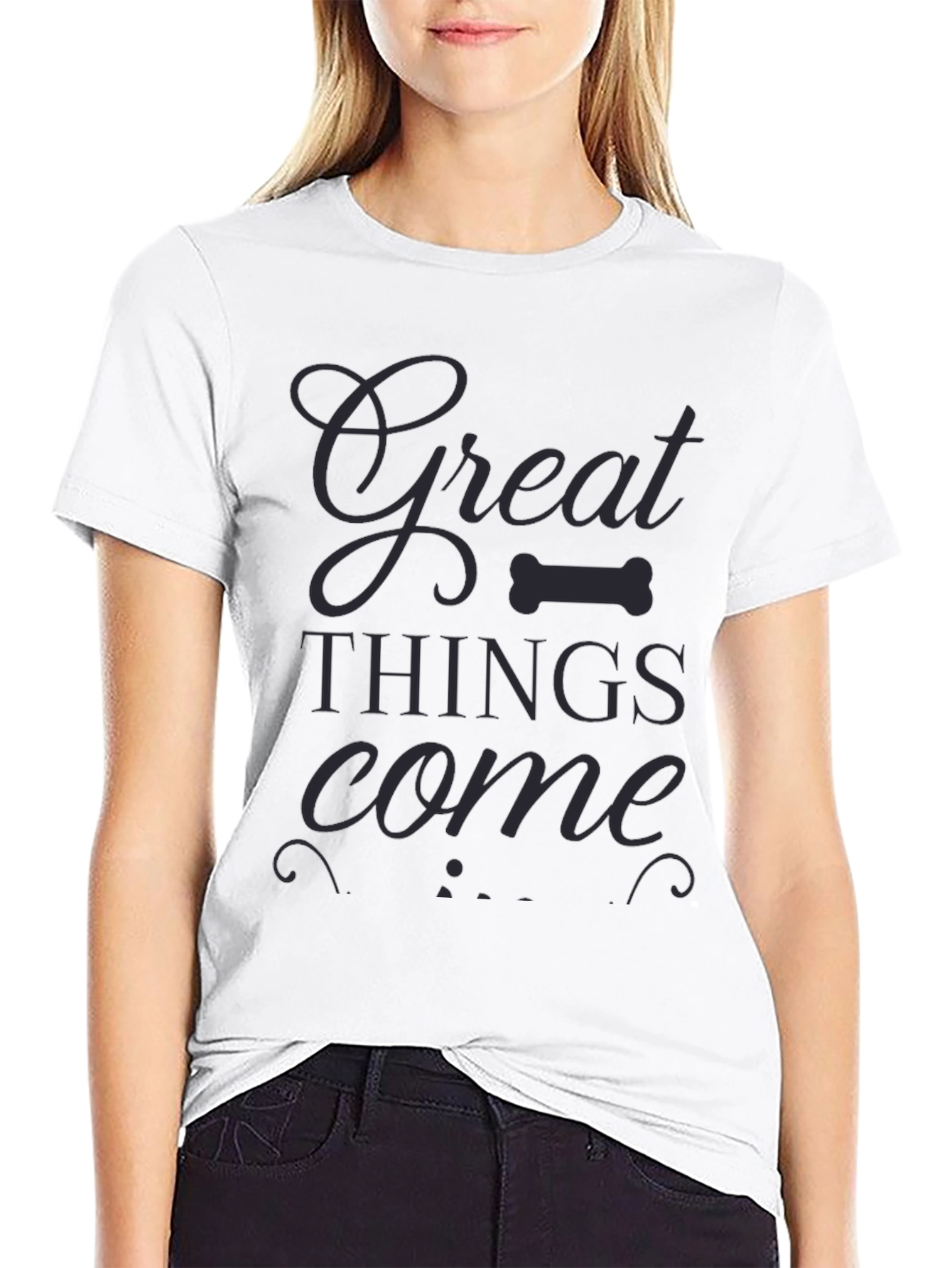 Black Great Things Come T-Shirt | Dark Gray Design view 9