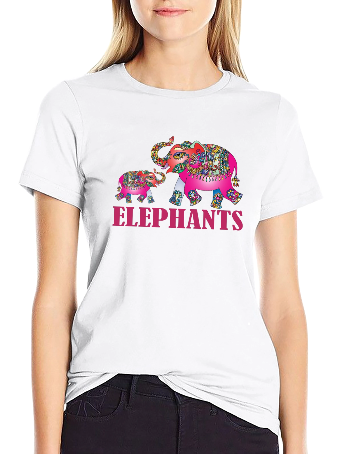 Black Elephant Family Graphic Tee - Black view 9