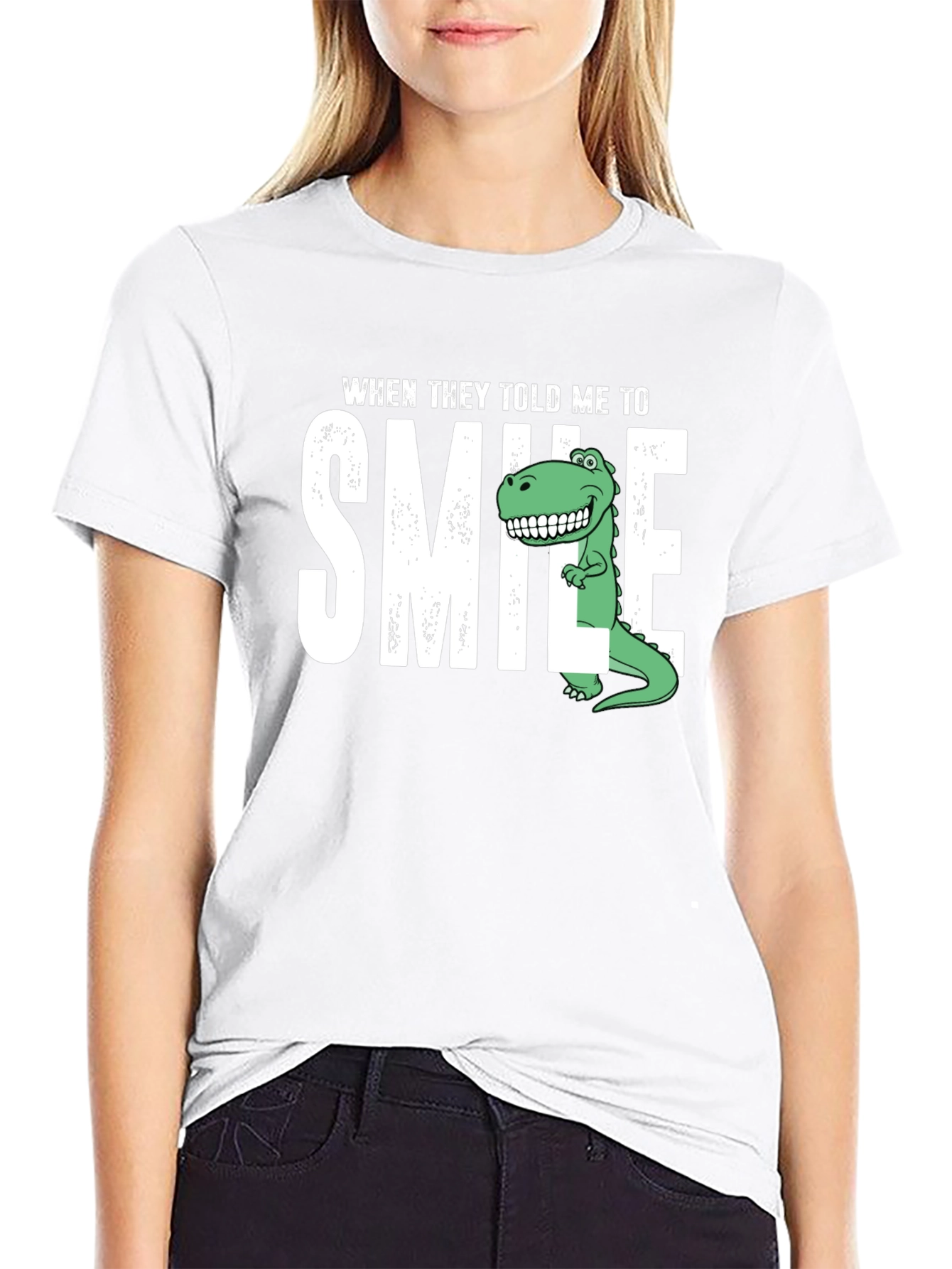 Black Smile Dinosaur Graphic T-Shirt view 9