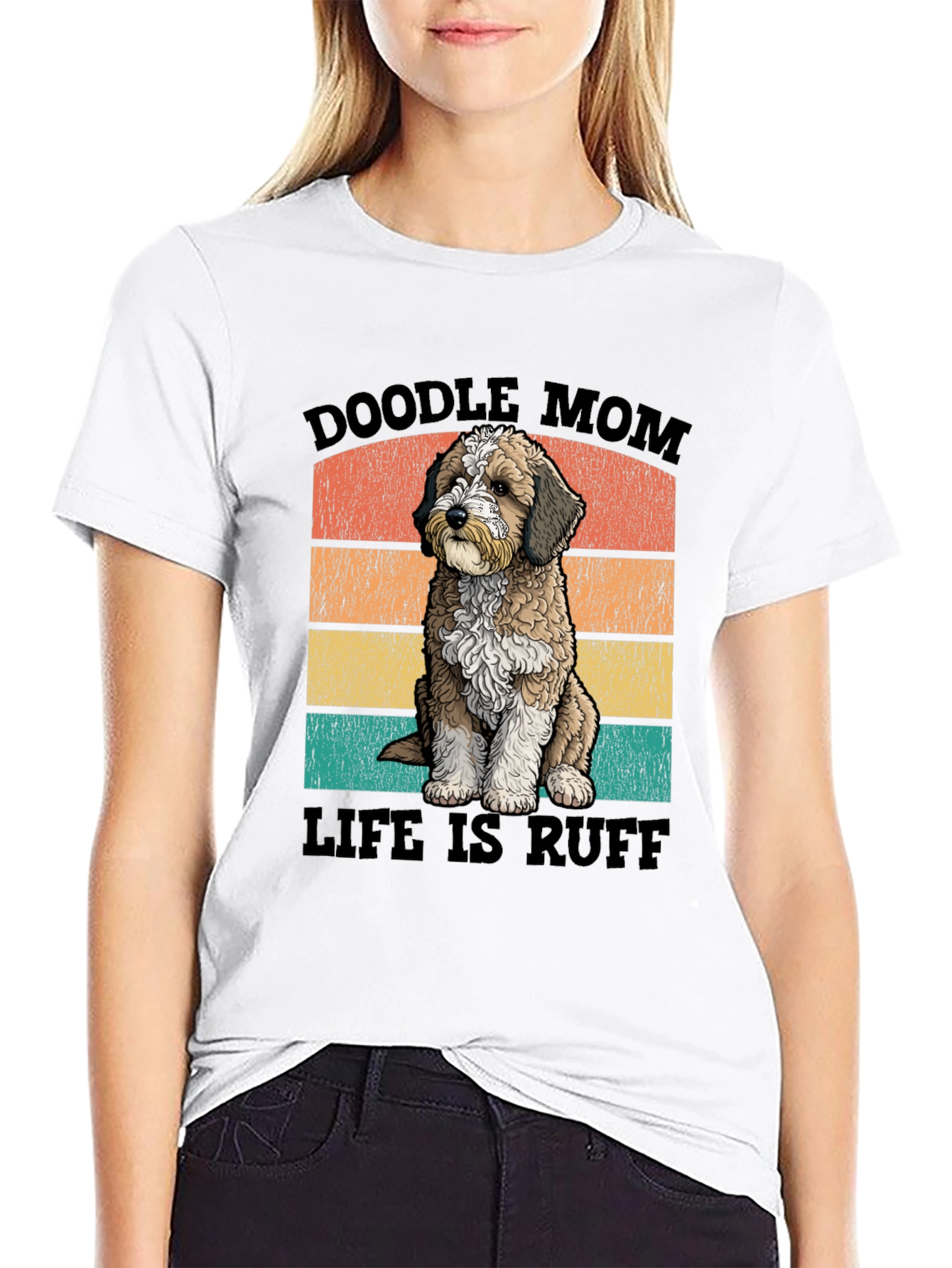 Black Doodle Mom Life is Ruff T-Shirt view 9