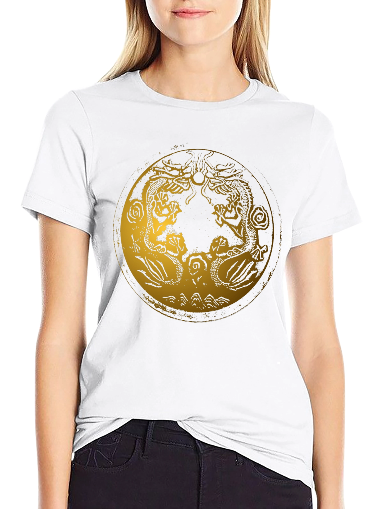 Black Dragon Circle Graphic Tee - Stylish Black T-Shirt view 9