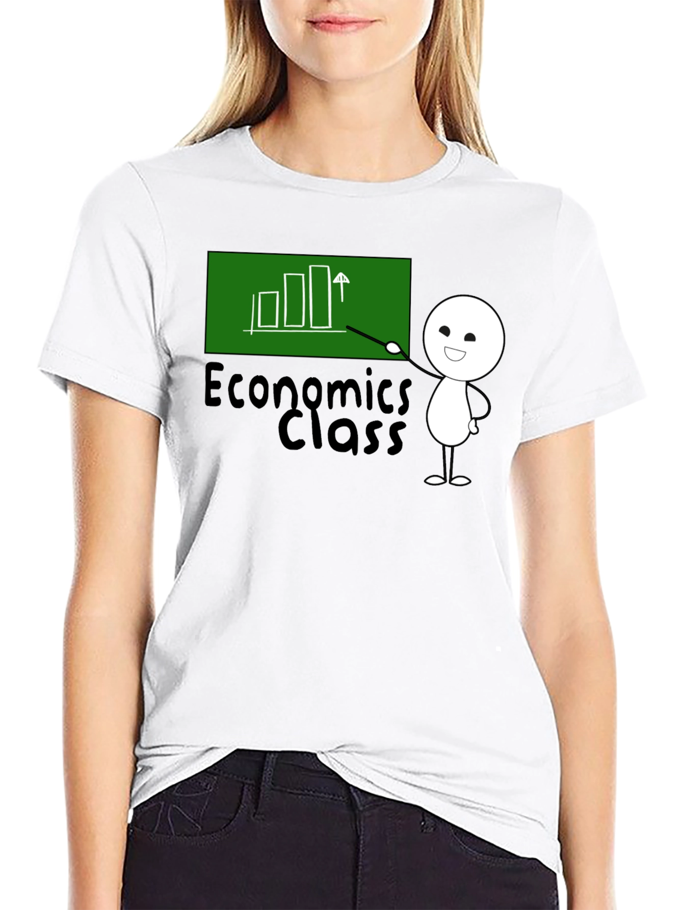 Black Economics Class T-Shirt - Cute Stick Figure view 9