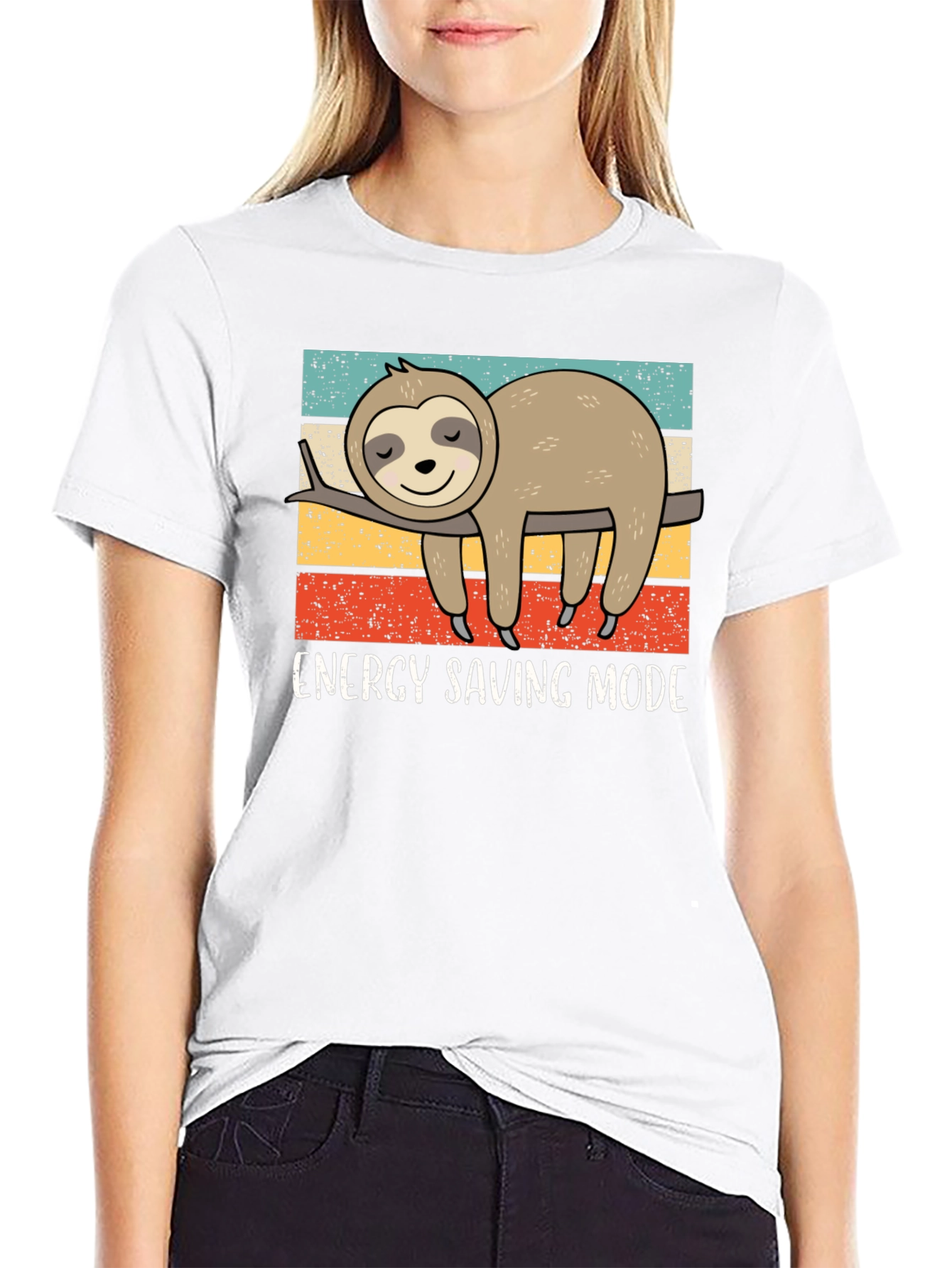 Black Energy Saving Sloth Graphic Tee view 9