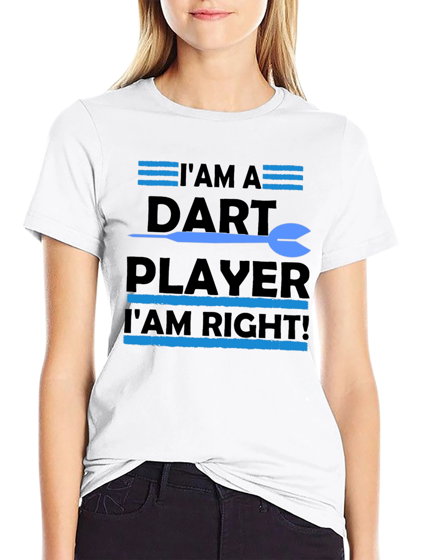 Black Dart Player T-Shirt - I'm A Dart Player I'm Right view 9