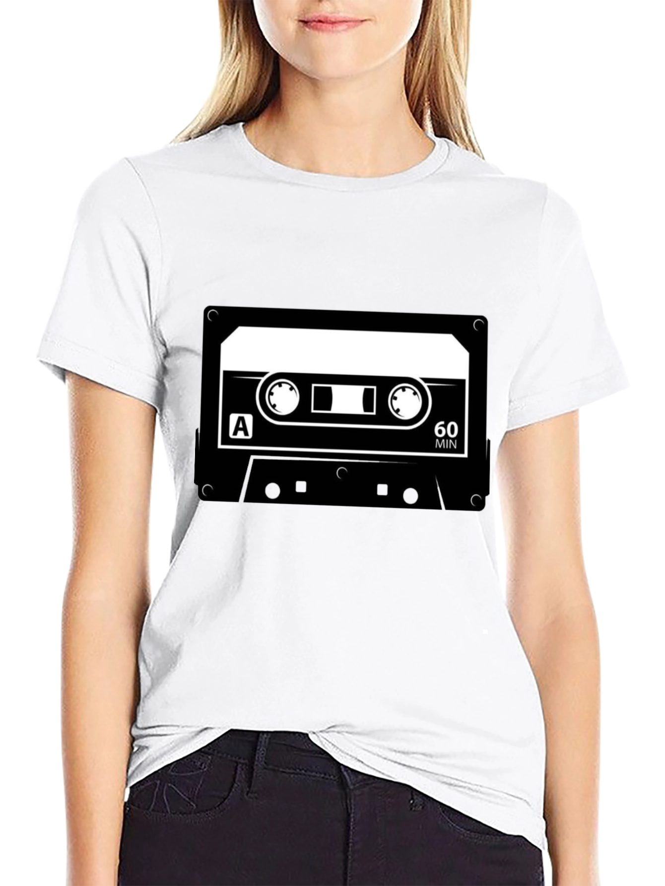 Black Retro Cassette Tape Graphic T-Shirt view 9