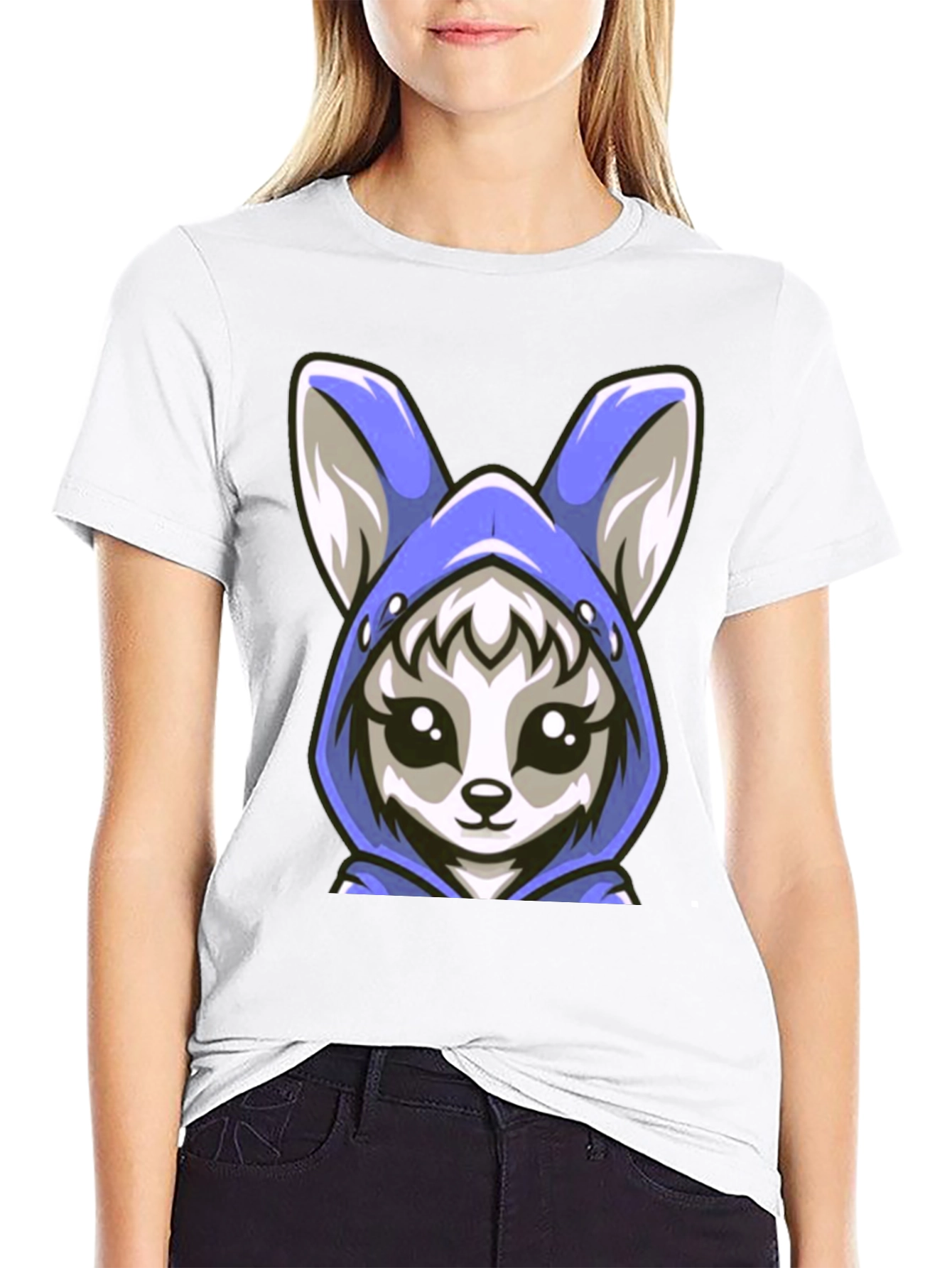 Black Cute Kawaii Fox Hoodie T-Shirt view 9