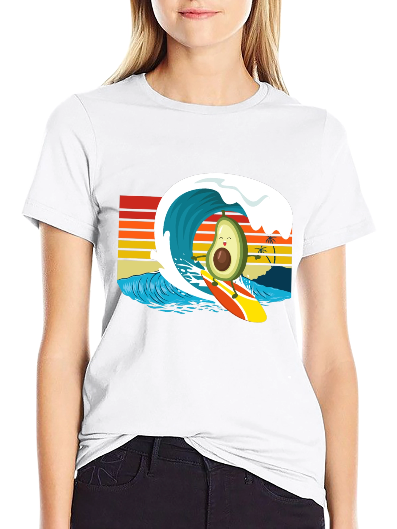 Black Surfing Avocado Graphic Tee view 9