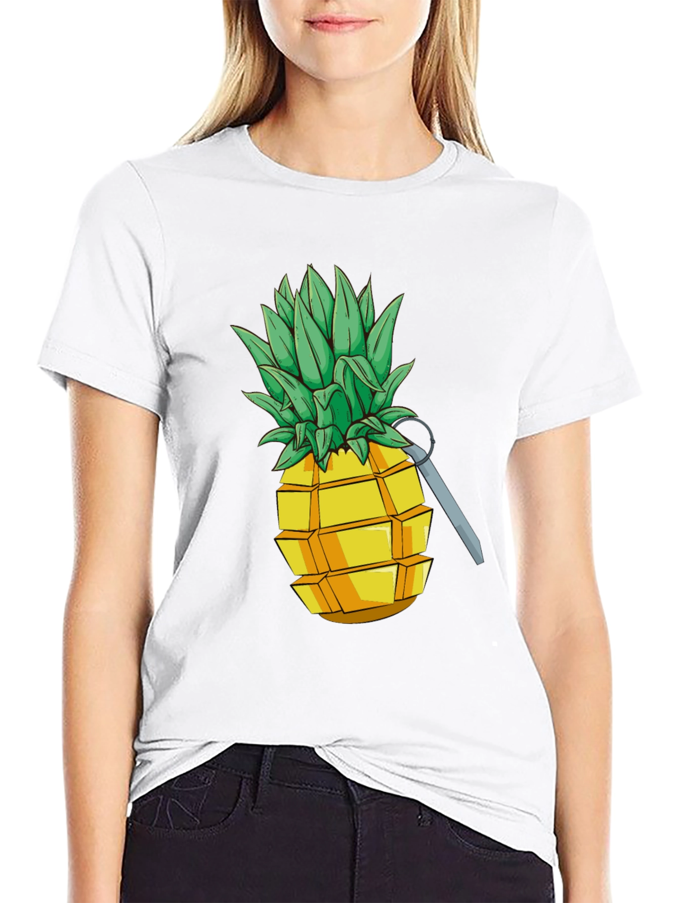 Black Pineapple Grenade Funny Graphic Tee view 9
