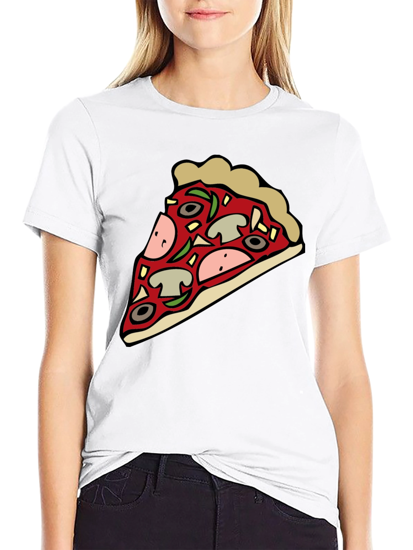 Black Pizza Slice Graphic Black T-Shirt view 9