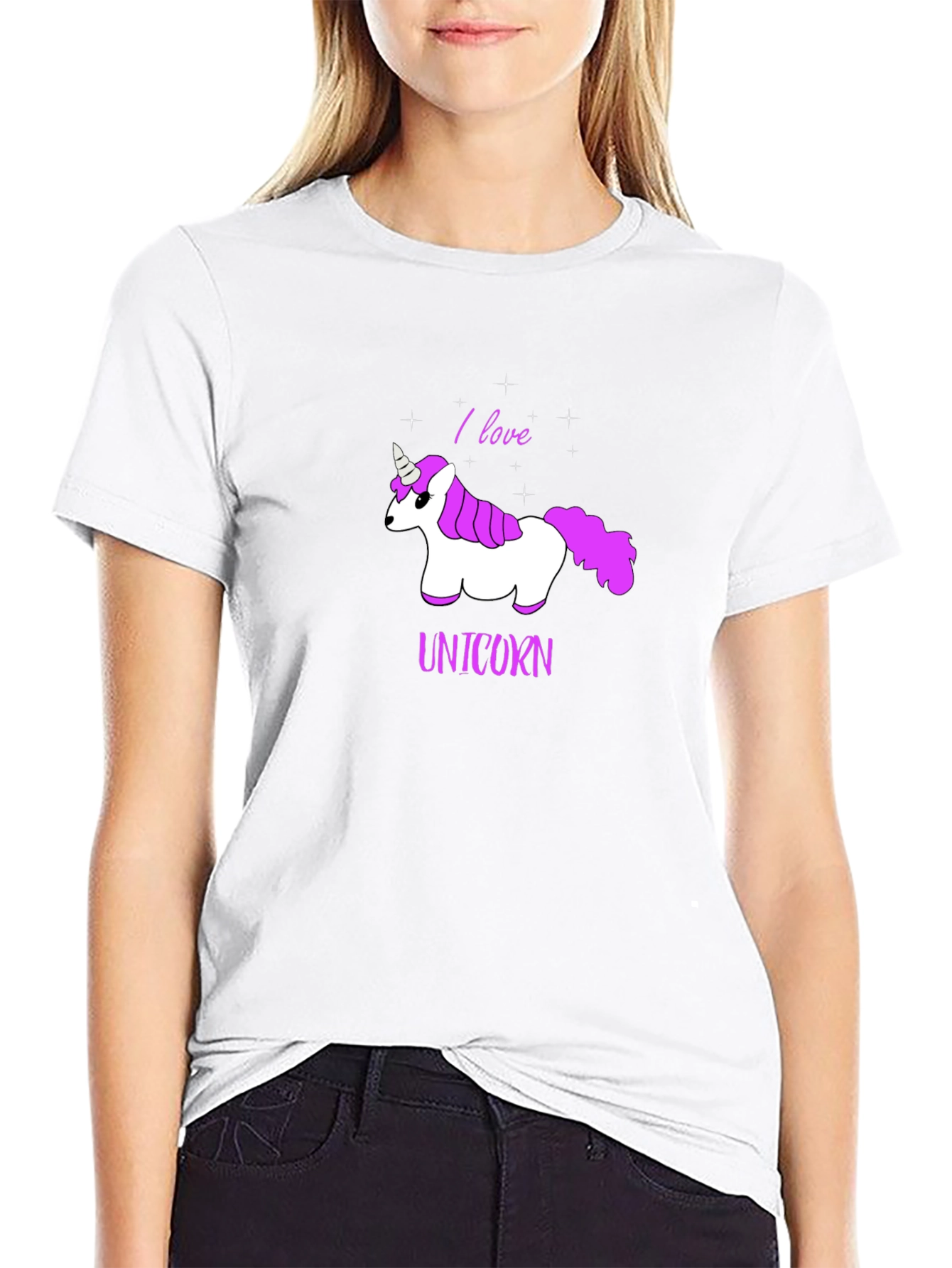 Black I Love Unicorns Graphic T-Shirt view 9