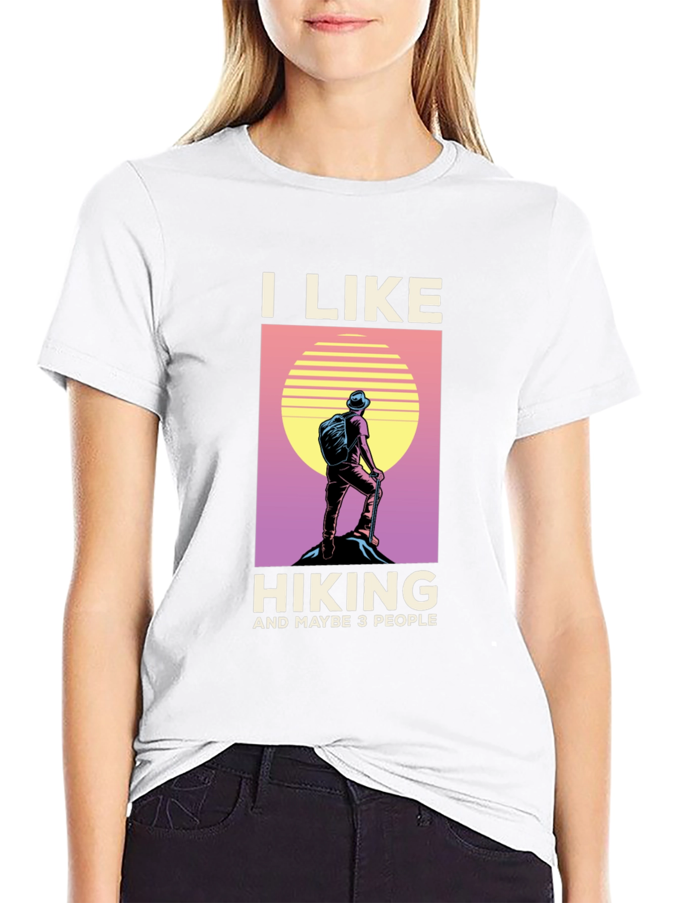 Black I Like Hiking T-Shirt - Funny Outdoor Adventure Tee view 9