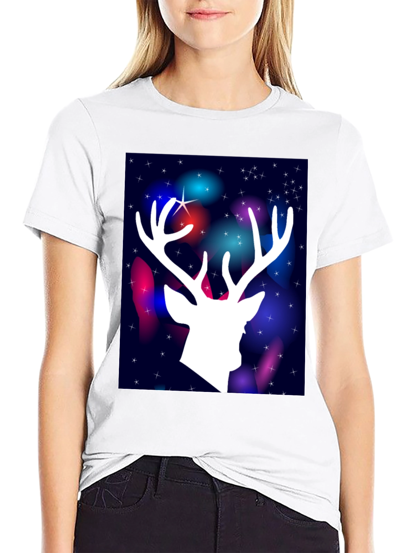Black Festive Deer Graphic Tee view 9