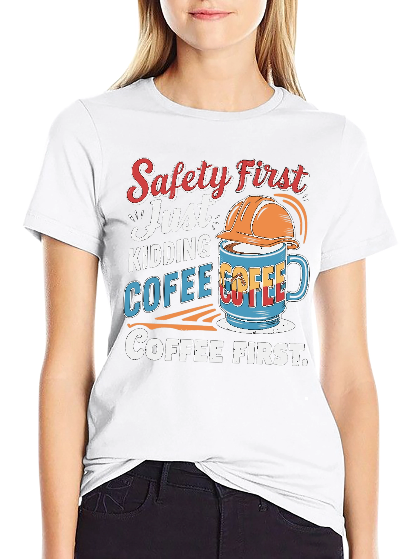 Black Safety First Coffee T-Shirt view 9