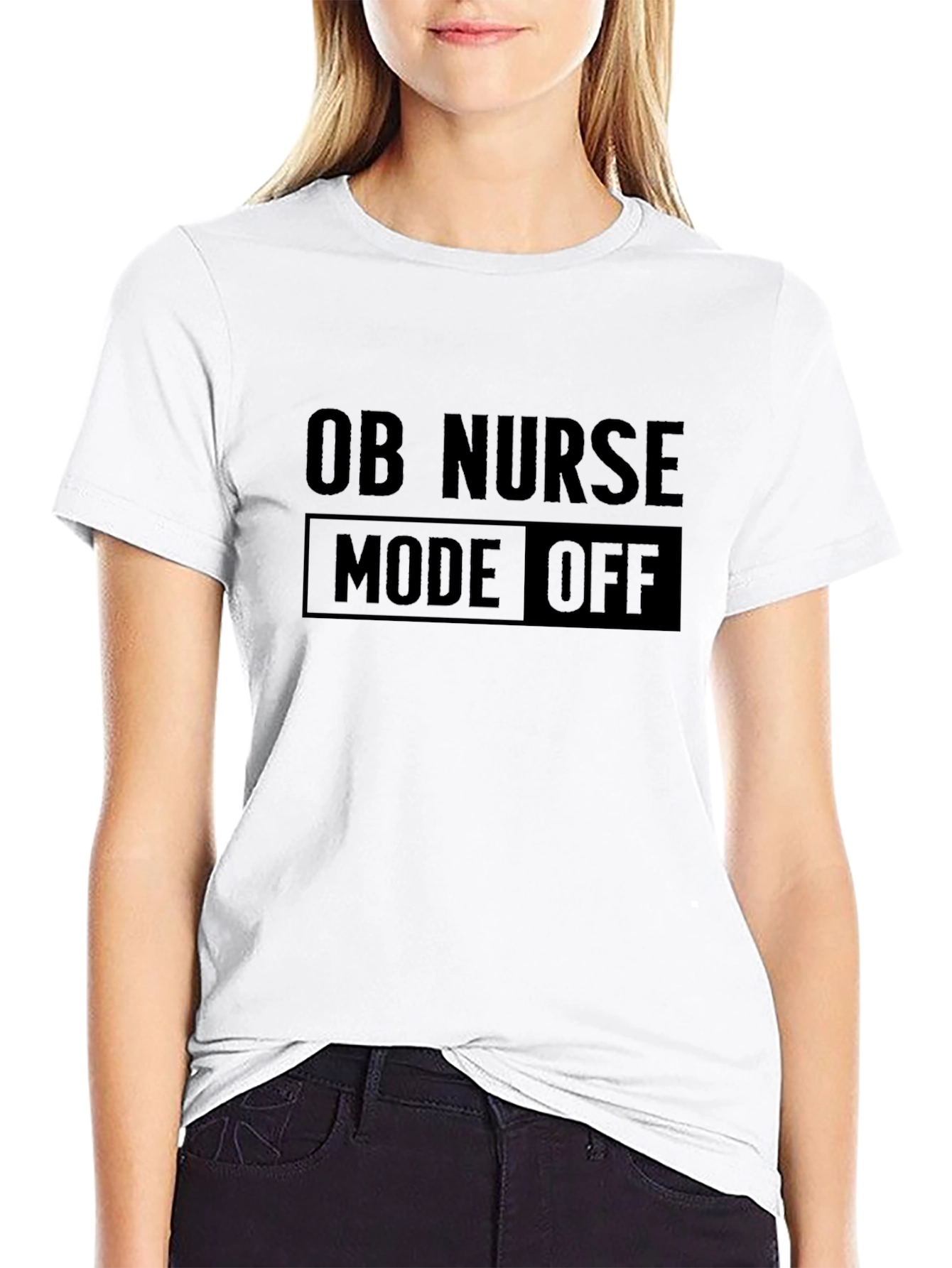 Black OB Nurse Mode Off T-Shirt - Black Graphic Tee view 9