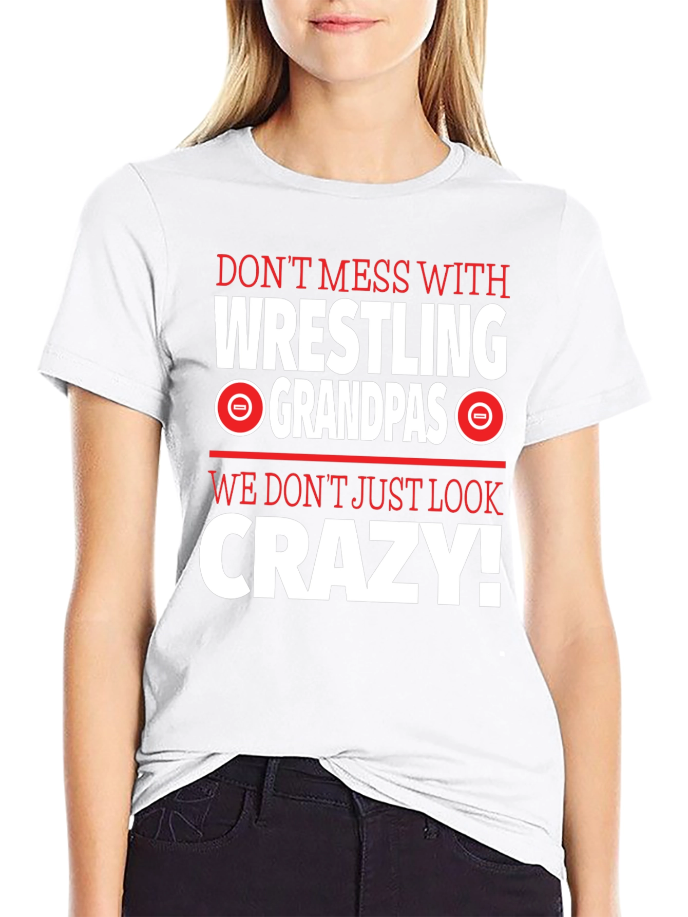 Black Wrestling Grandpas Graphic Tee - Don't Mess With Crazy! view 9