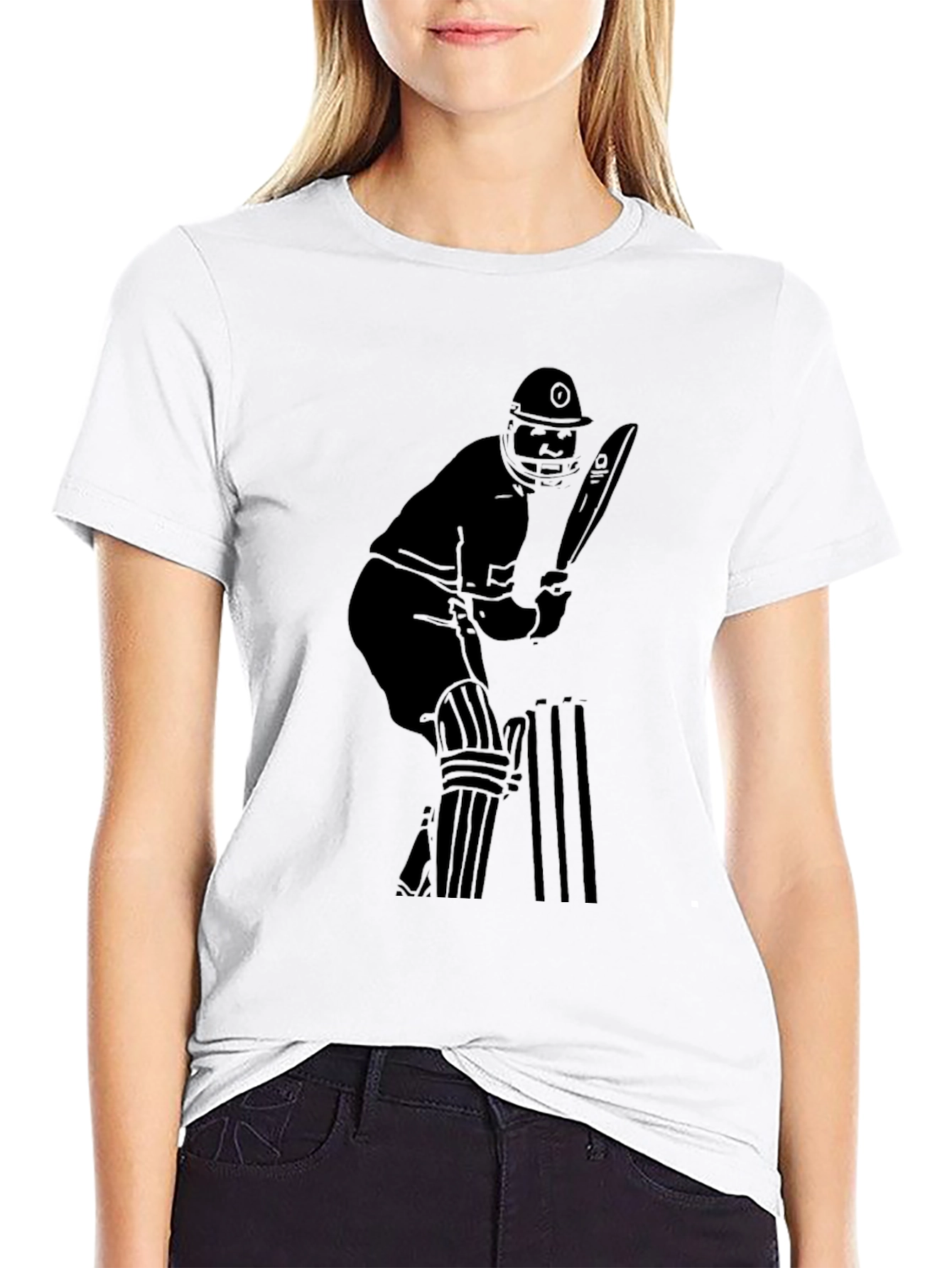 Black Cricket Player Graphic Tee - Black view 9