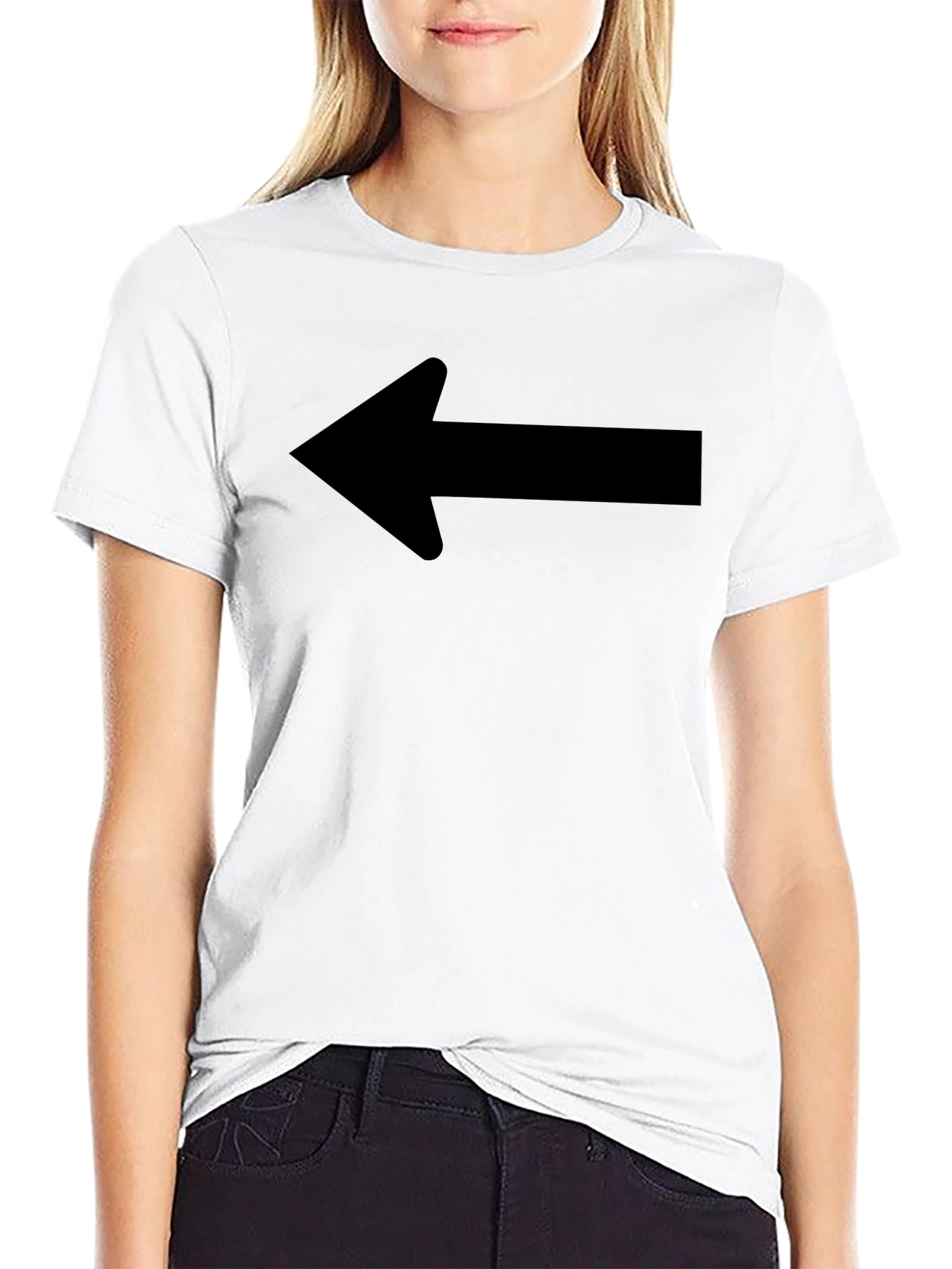 Black Left Arrow T-Shirt - Casual Cotton Tee view 9