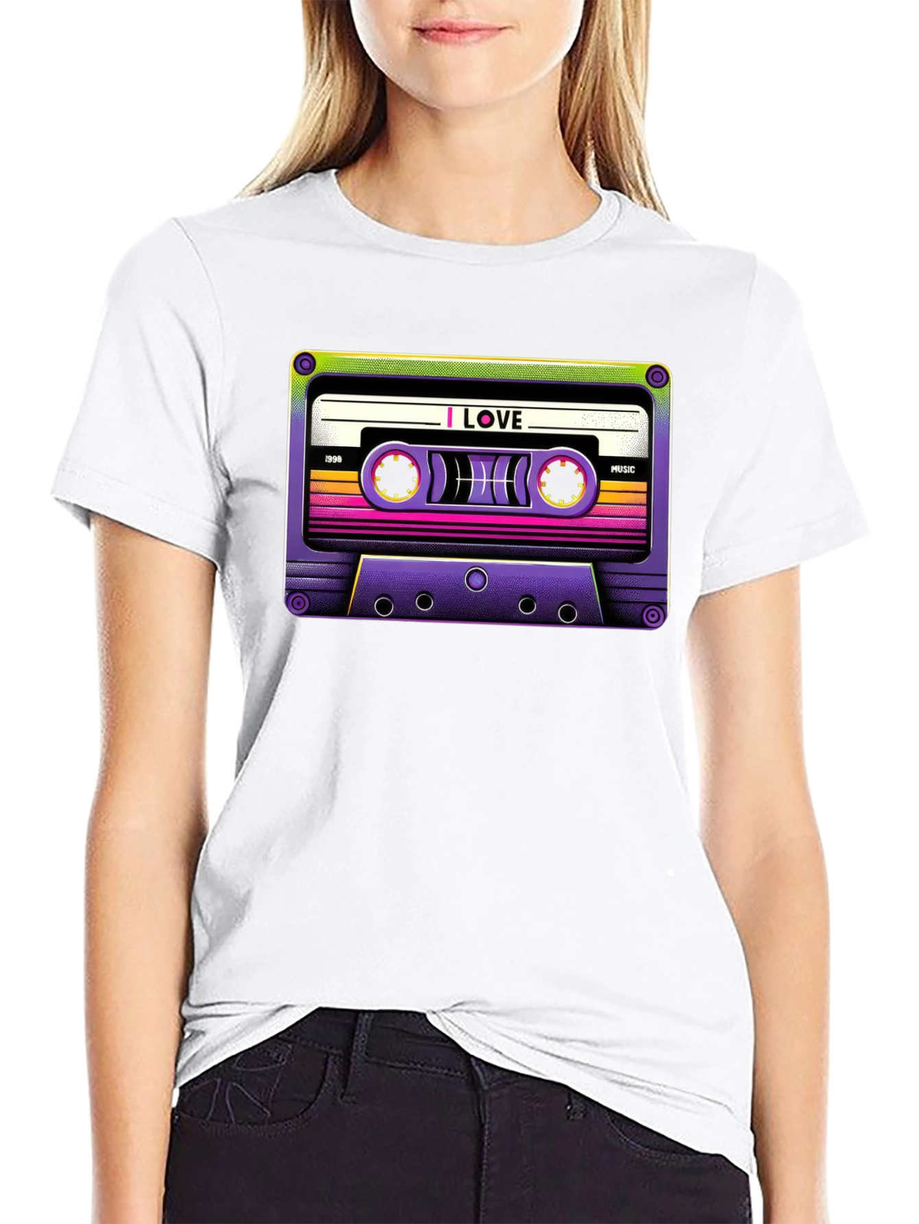 Black Retro Cassette Tape Graphic T-Shirt view 9