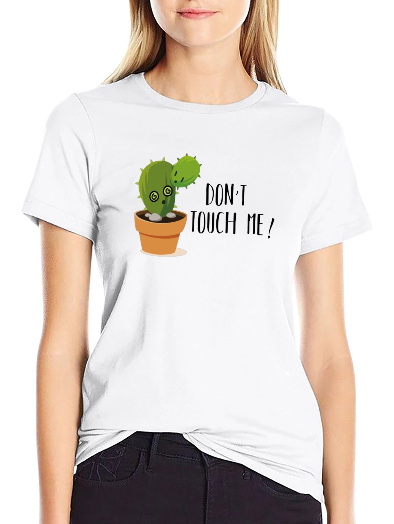 Black Funny Cactus Graphic Tee - Don't Touch Me! view 9