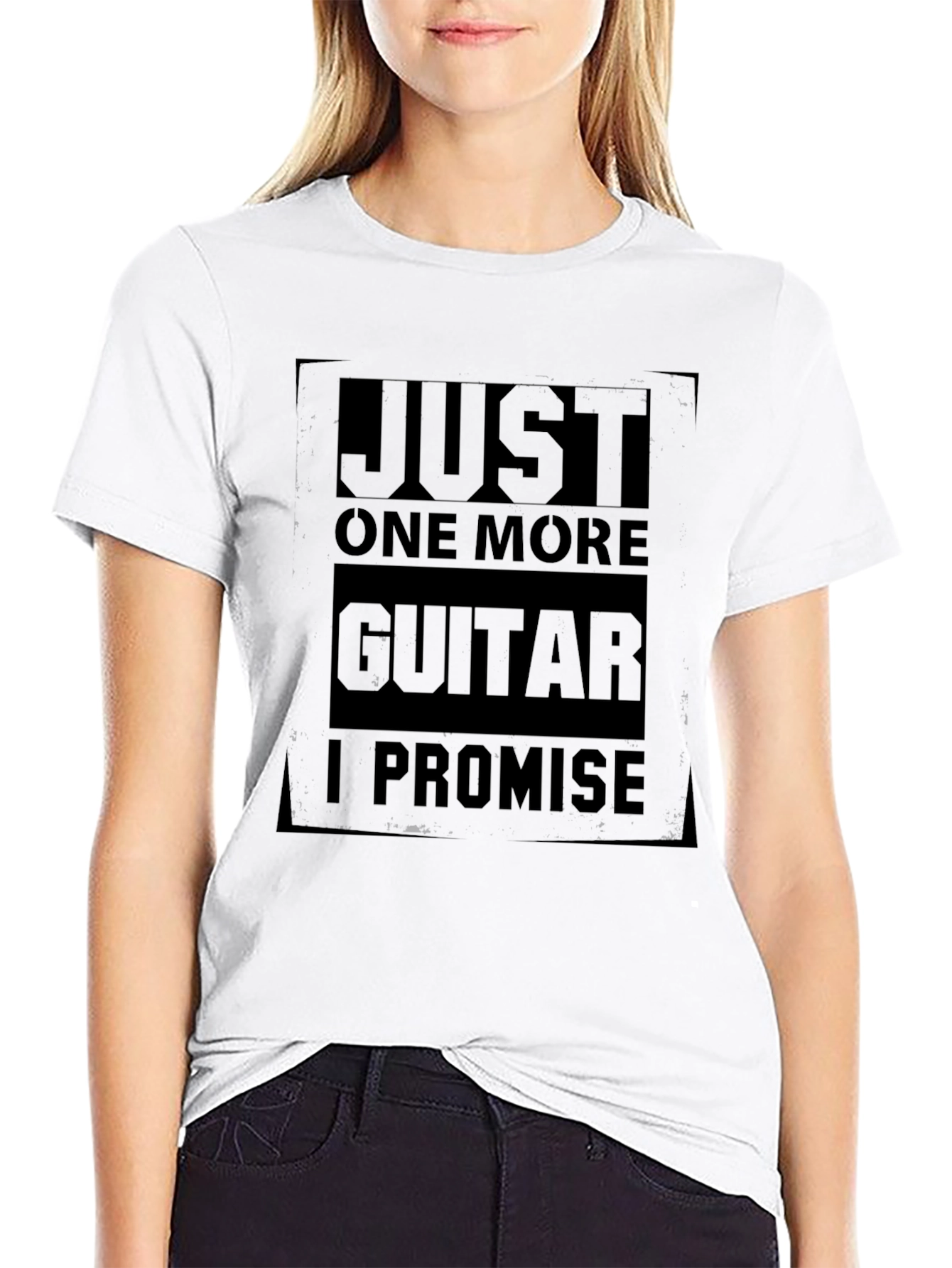 Black Just One More Guitar T-Shirt - Musician Humor Tee view 9