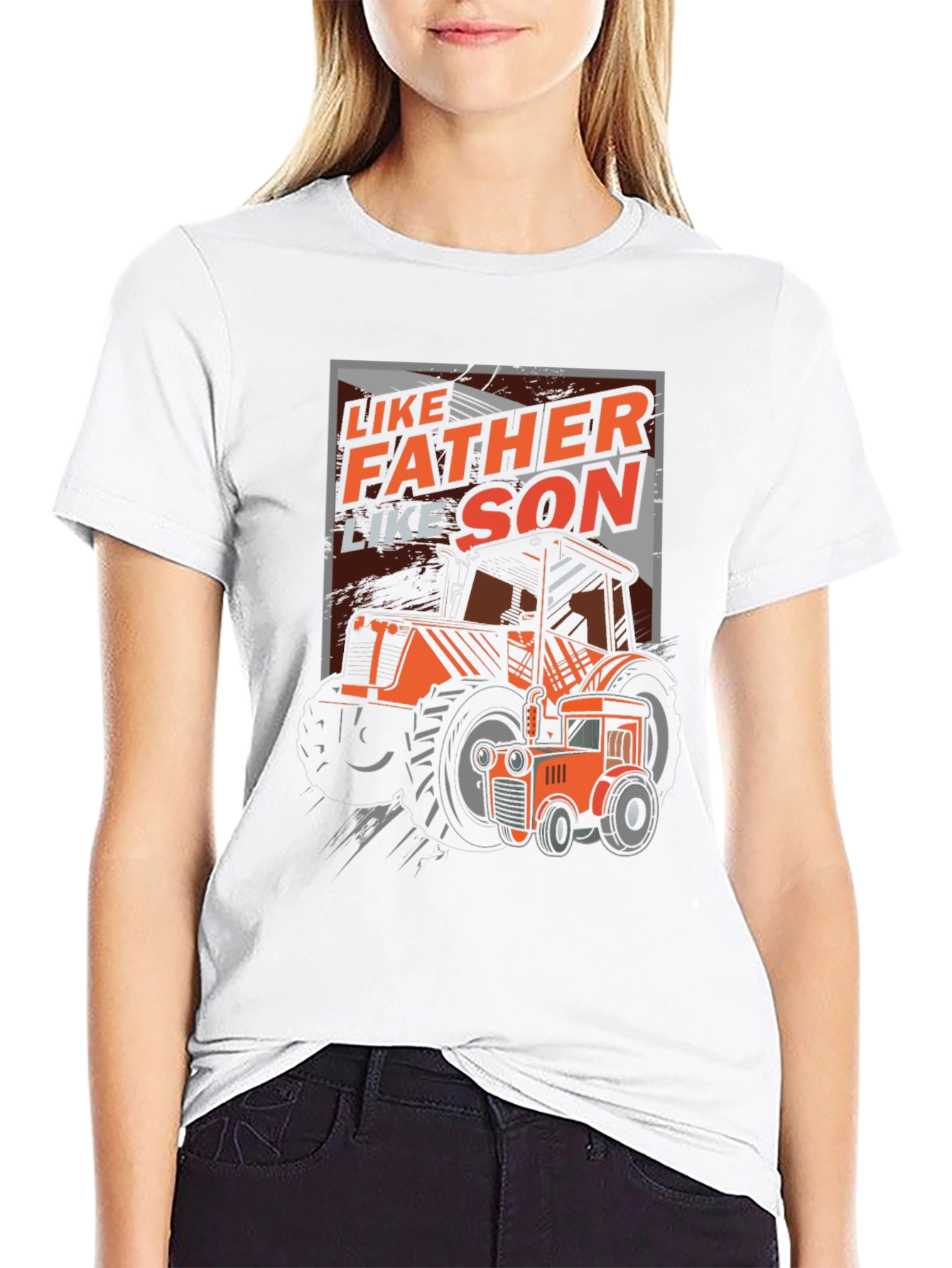 Black Like Father Like Son Tractor Graphic T-Shirt view 9
