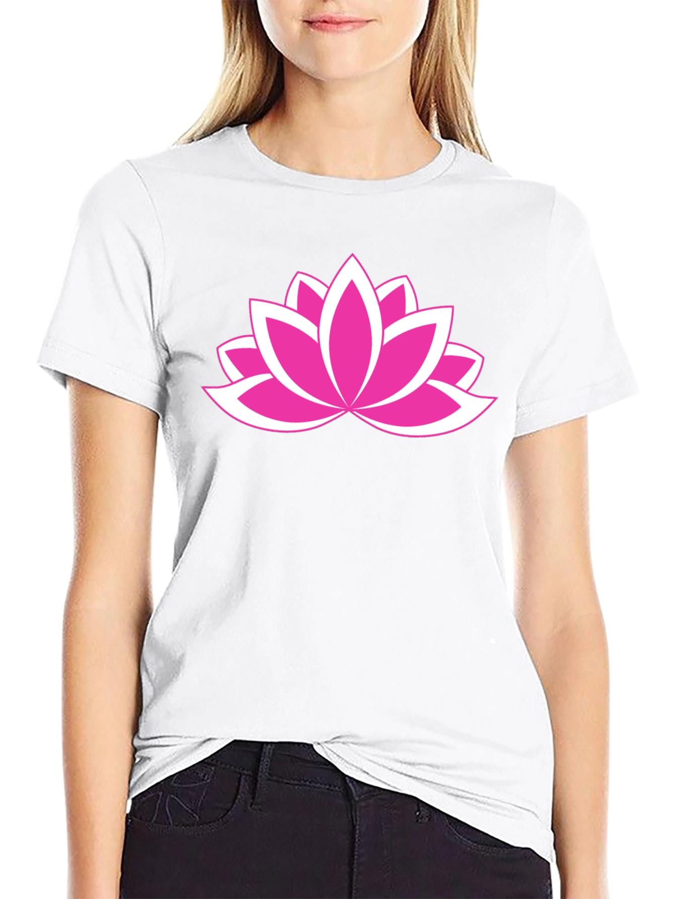 Black Lotus Flower Graphic Tee - Black Cotton Comfort view 9
