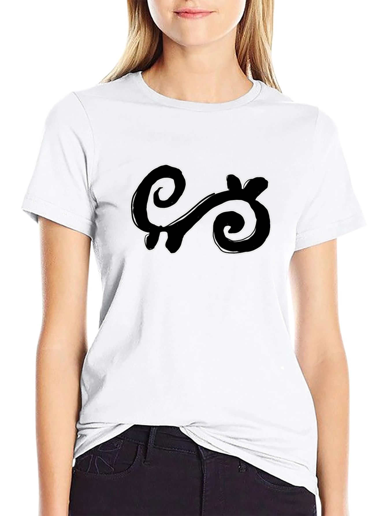 Black Unique Adinkra Symbol Graphic Tee - Black Cotton Casual T-Shirt view 9