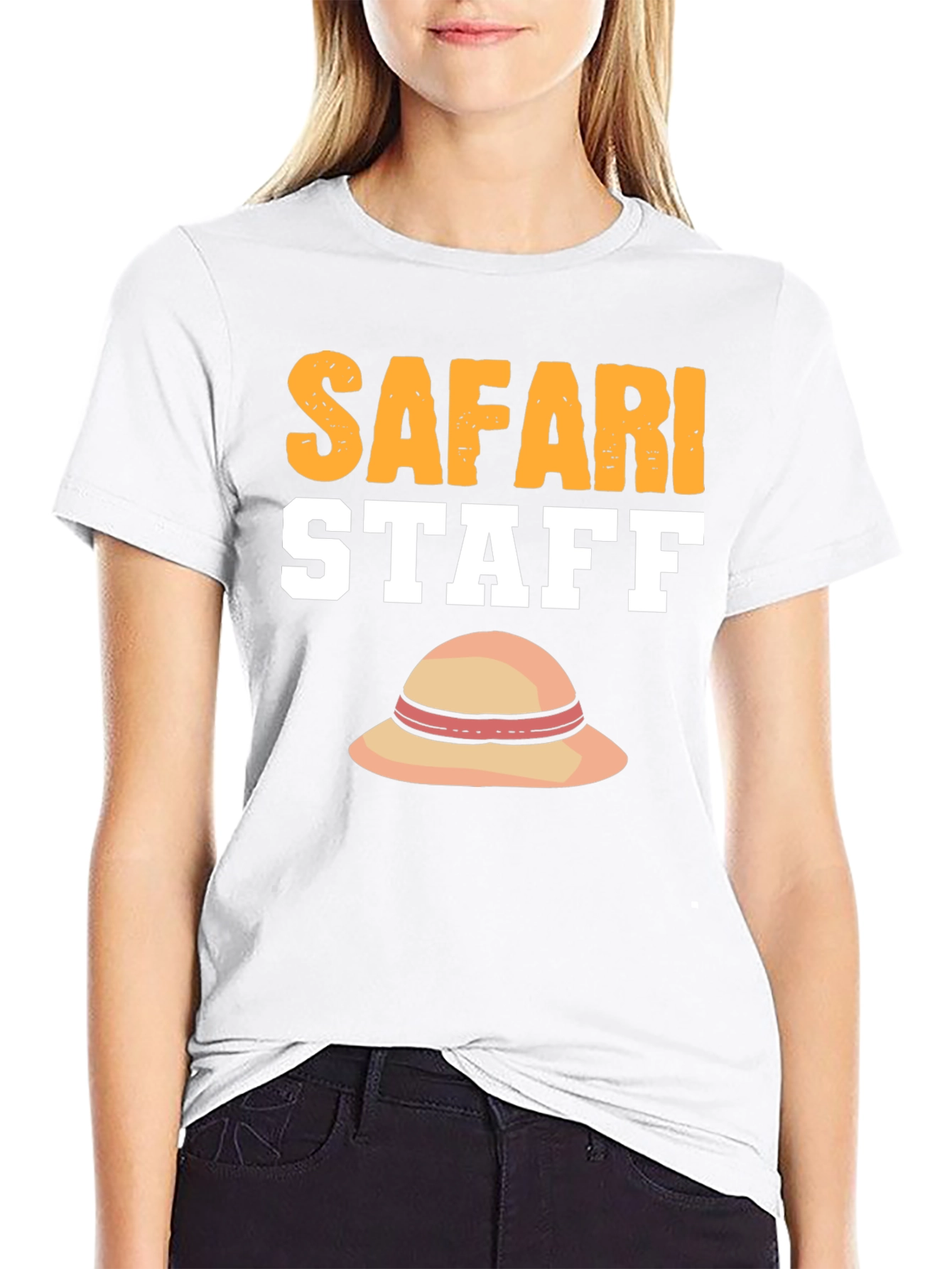Black Safari Staff T-Shirt with Sun Hat Graphic view 9