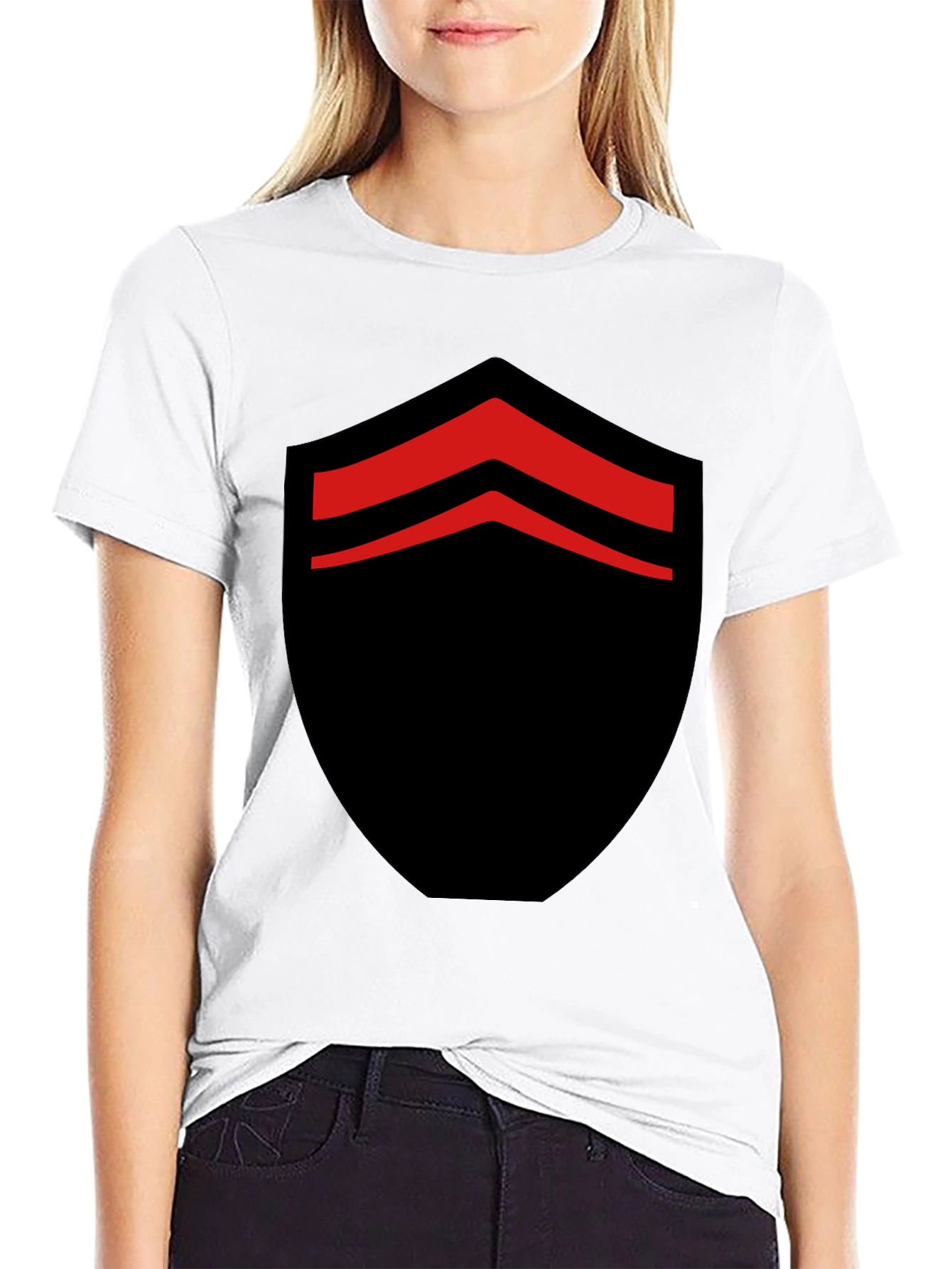 Black Bold Black T-Shirt with Red Chevron Design view 9