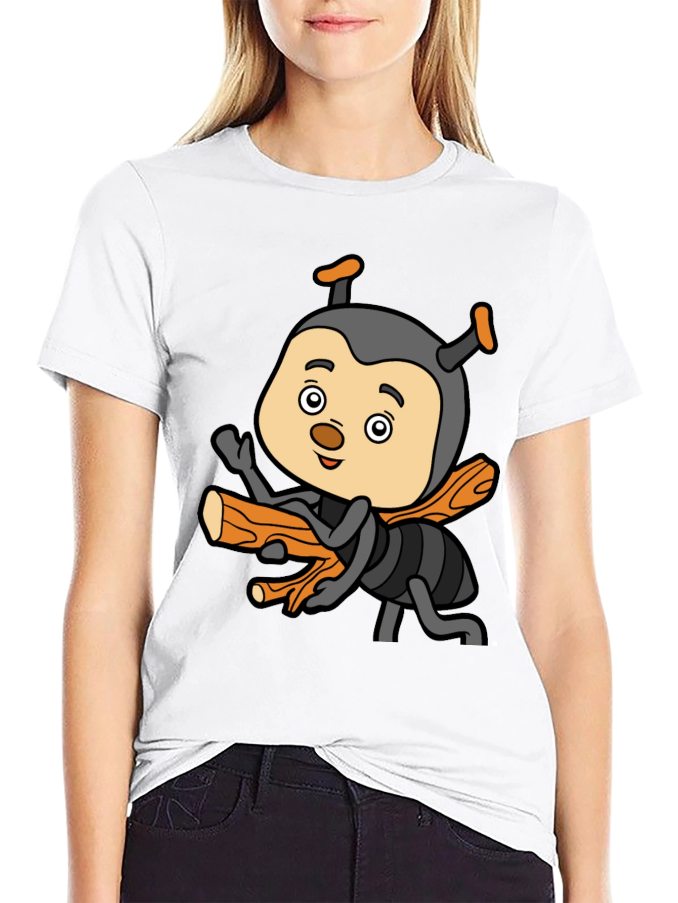 Black Cartoon Bee T-Shirt - Fun & Unique Design view 9